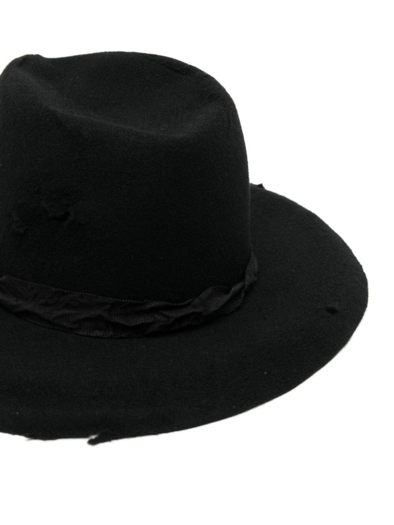 Yohji Yamamoto frayed wool fedora outlook