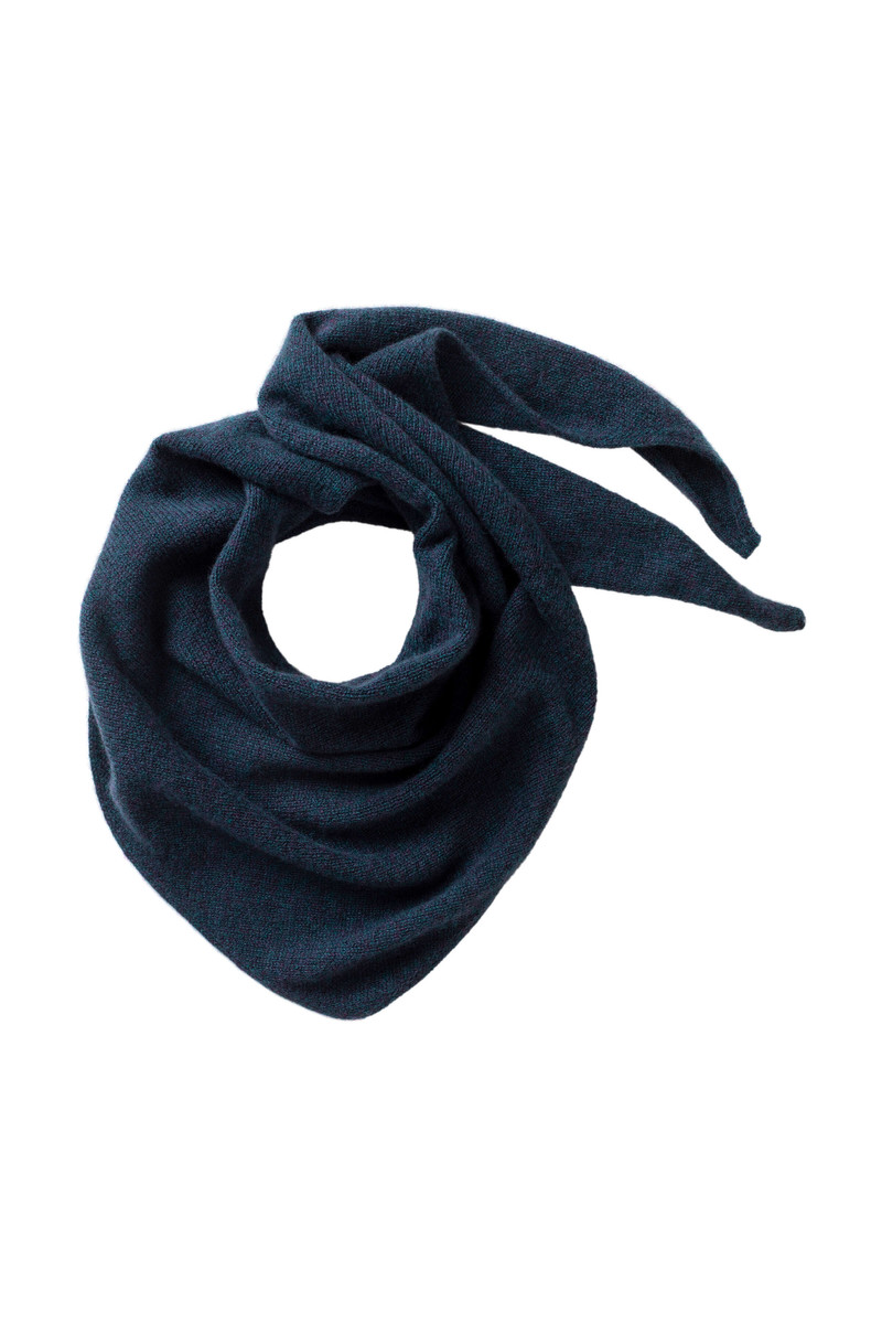 Gauzy Cashmere Navy Triangle Neck Tie 1