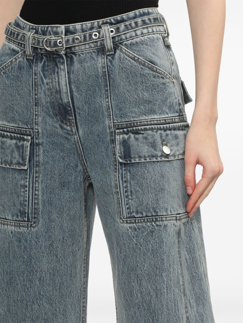 belted wide-leg jeans - 5
