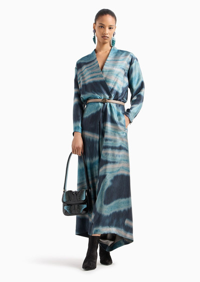 GIORGIO ARMANI Silk twill dress with a gradient print outlook