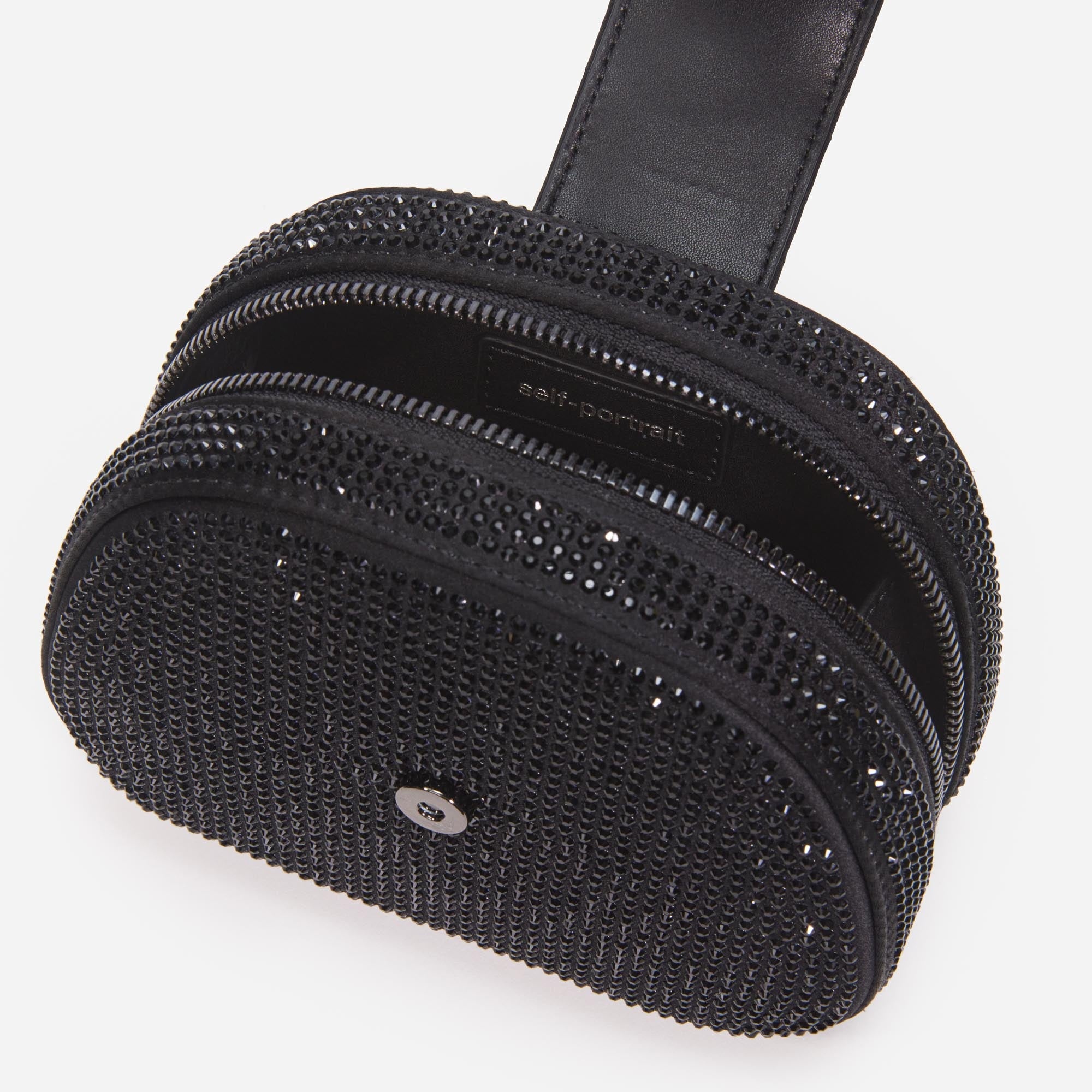 Black Rhinestone Top Handle Micro Bag - 4