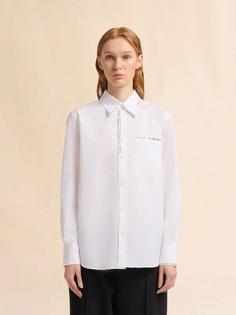 Marni WHITE ORGANIC POPLIN SHIRT WITH MARNI MENDING outlook