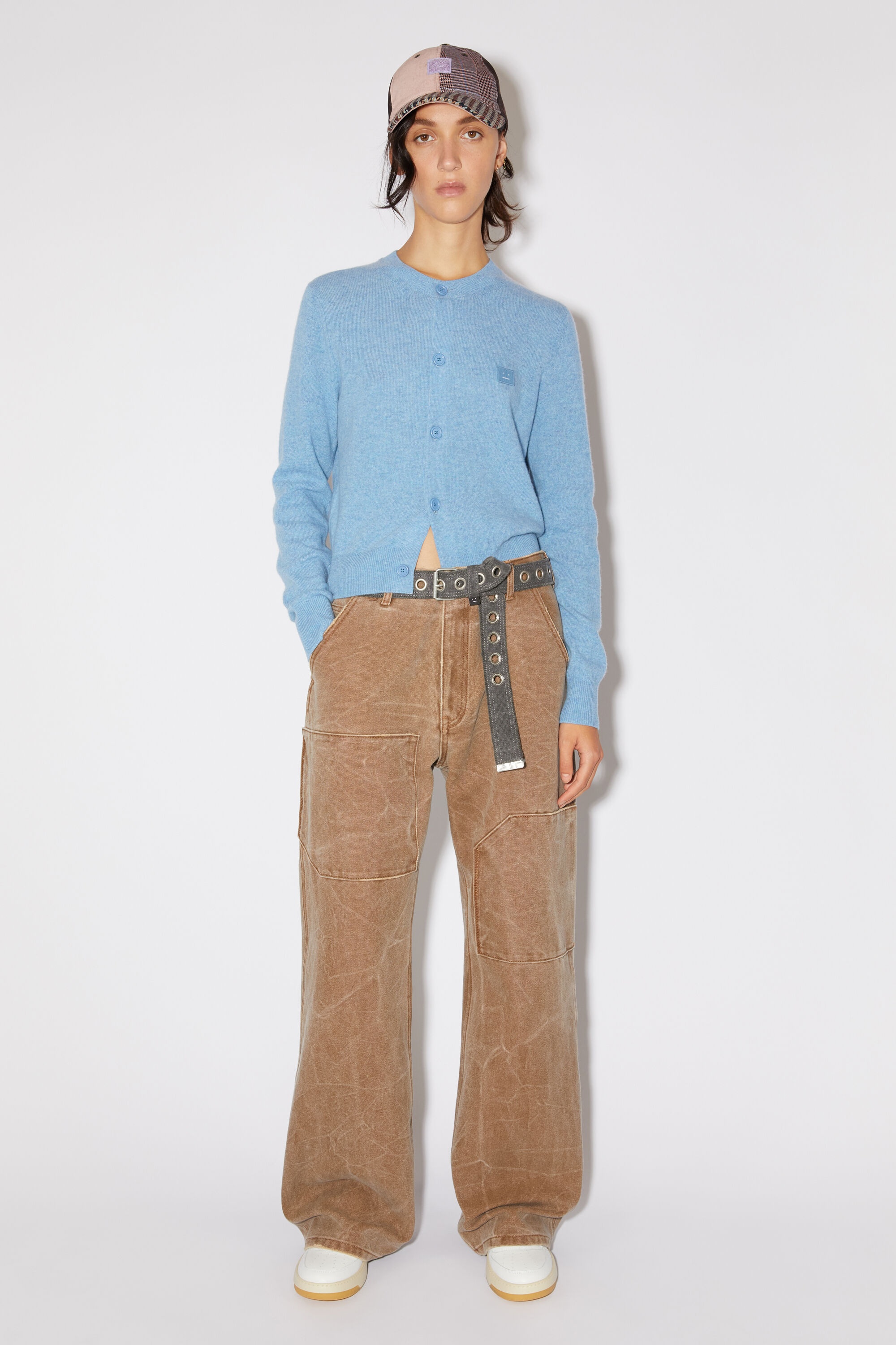 Crew neck cardigan - Steel blue melange - 2