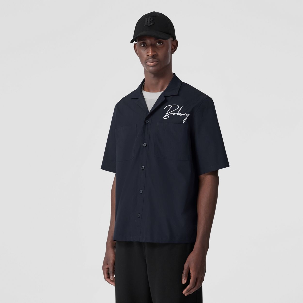 Short-sleeve Embroidered Logo Cotton Shirt - 5