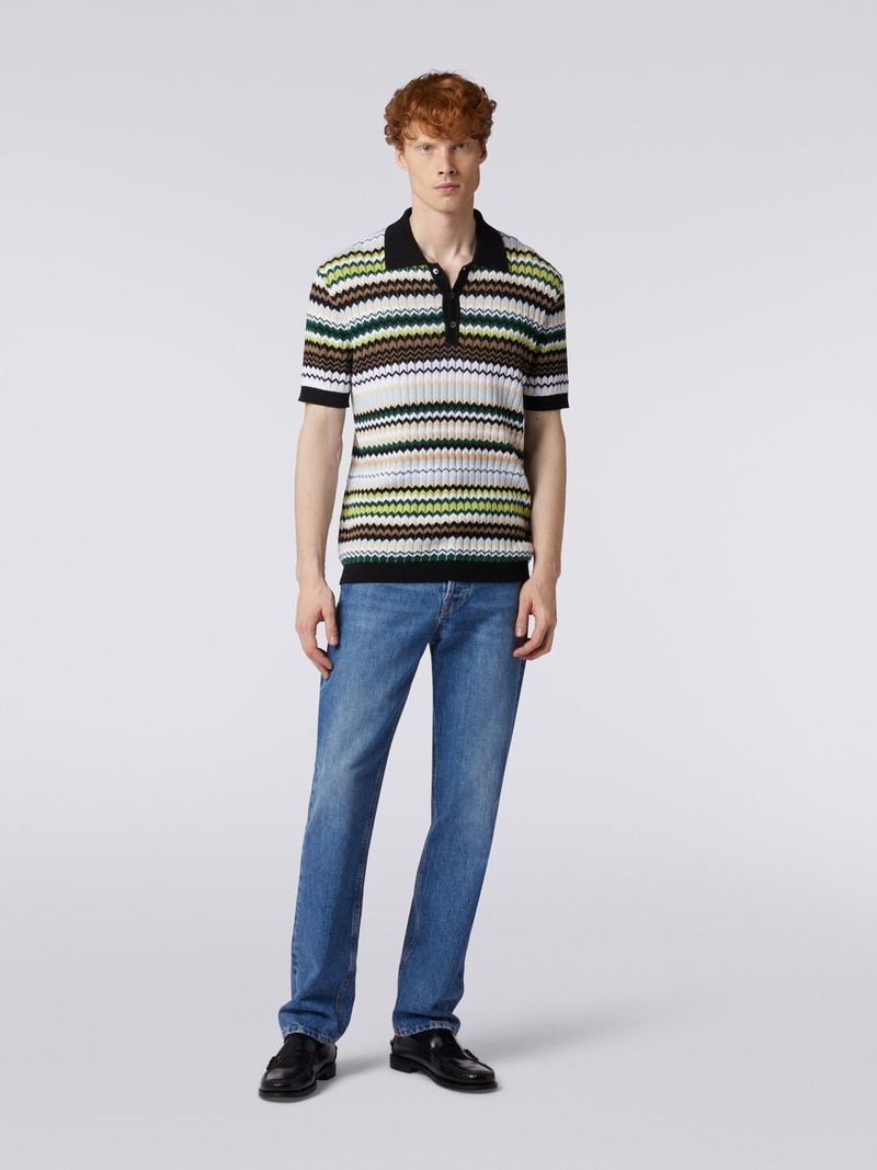 Missoni Five-pocket trousers in denim with zigzag insert outlook