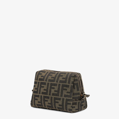 FENDI Small toiletry case with zip fastening and inside pocket. Made of fabric with iconic brown jacquard  outlook