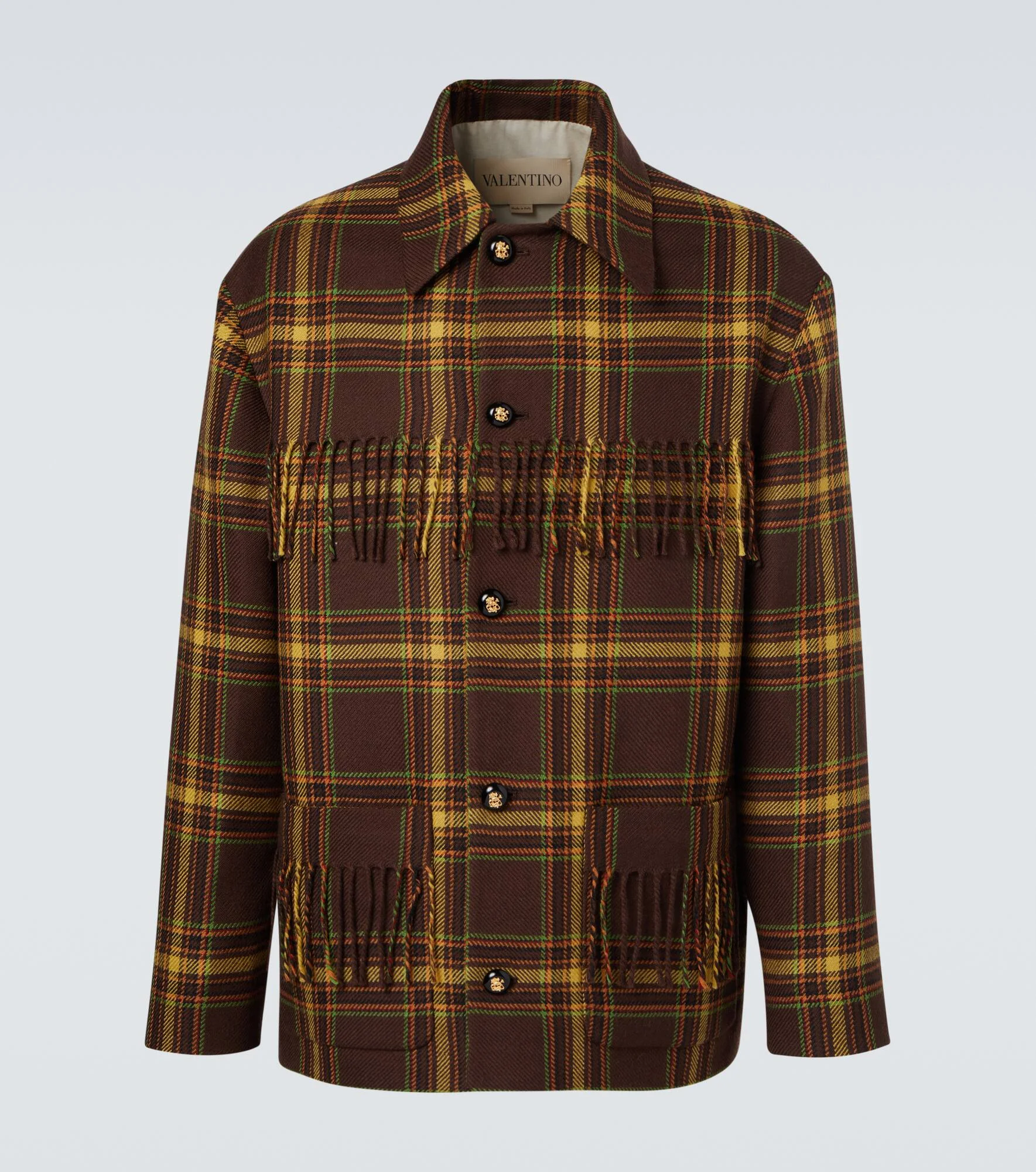 Checked fringed virgin wool jacket - 1
