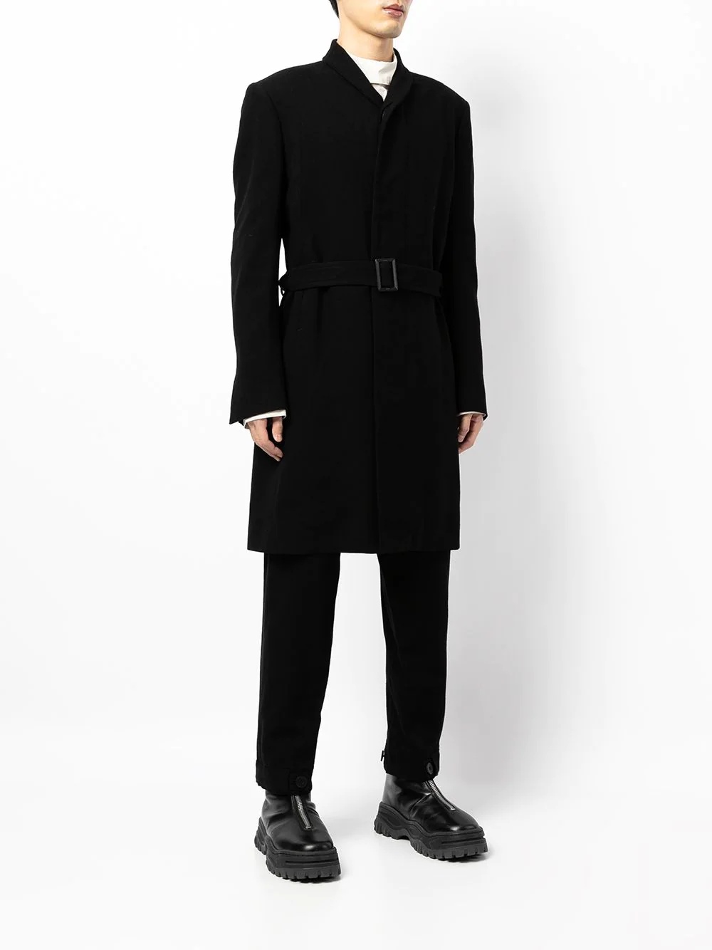 tailored belted wool coat - 3