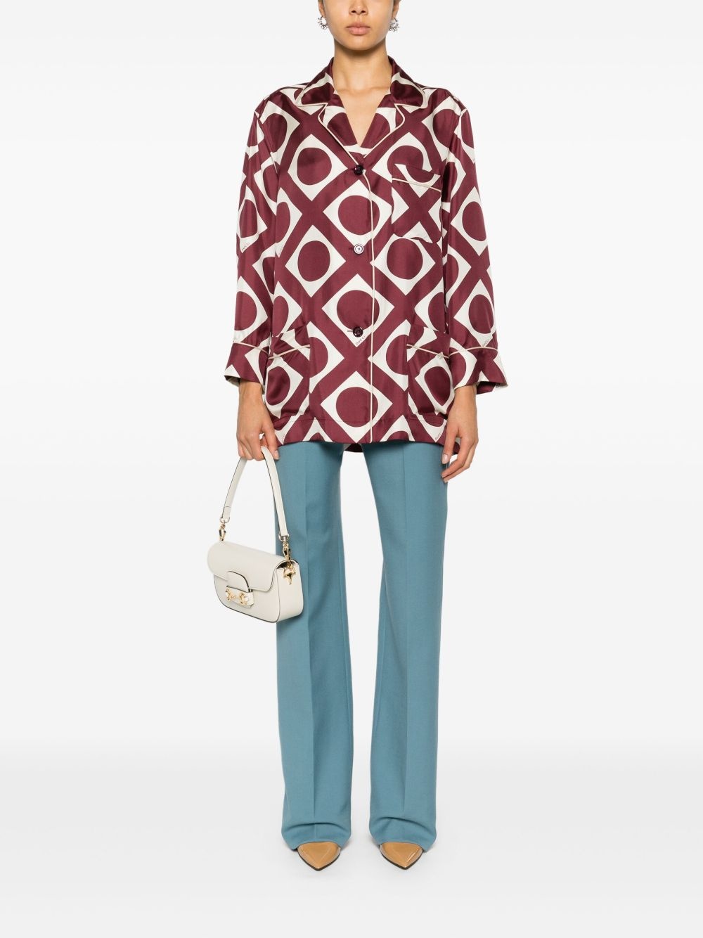 contrasting-trim graphic-print shirt - 2