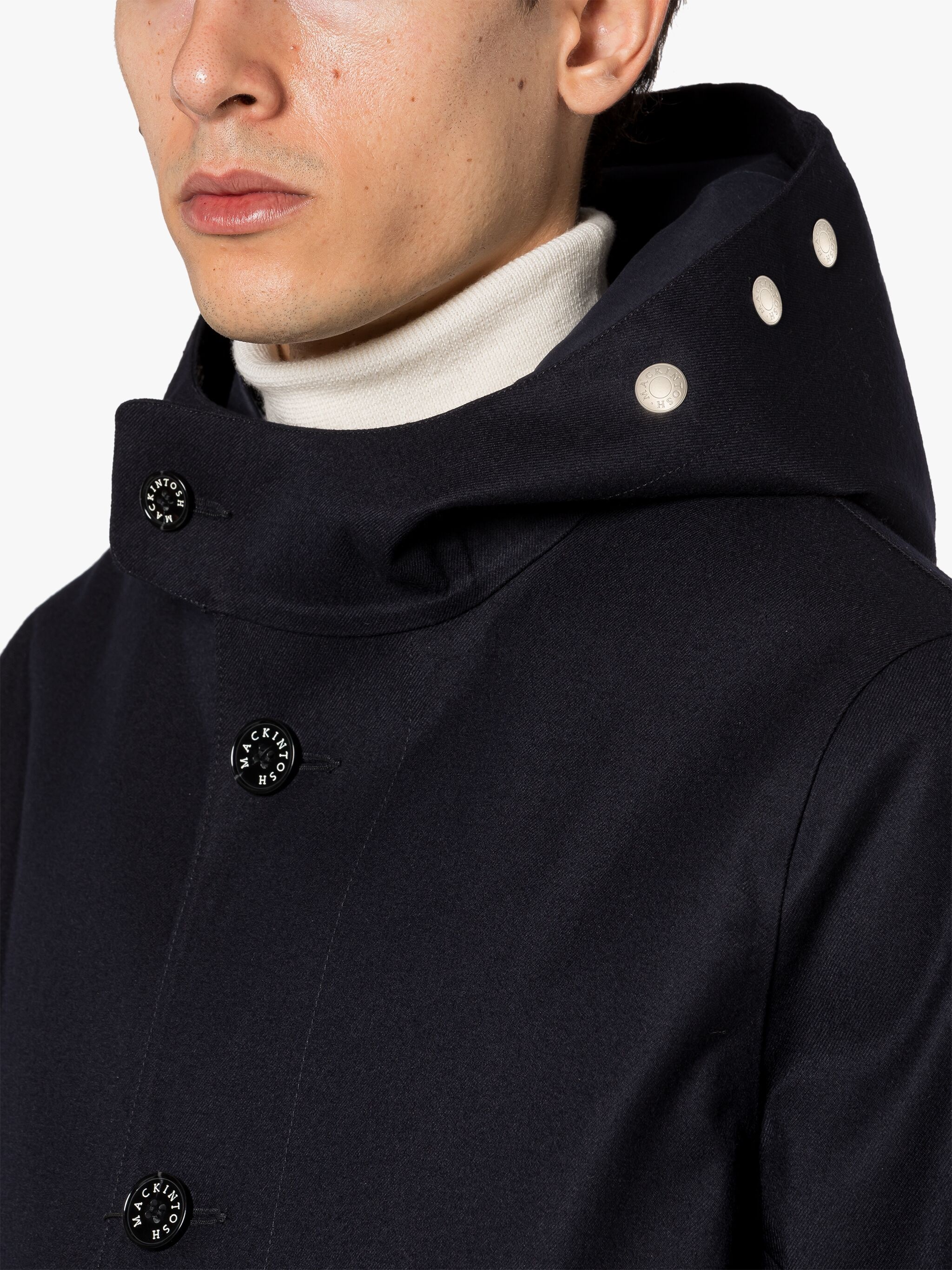 NEW KIRKTON NAVY BONDED WOOL HOODED COAT - 5