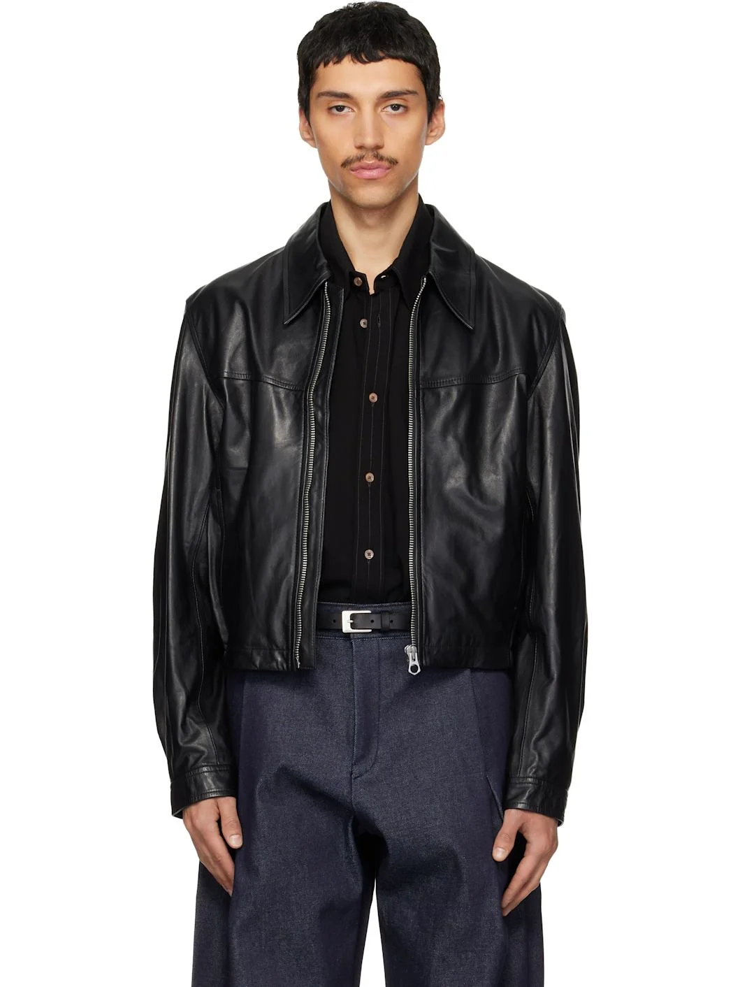 Black Leather Biker Jacket - 1