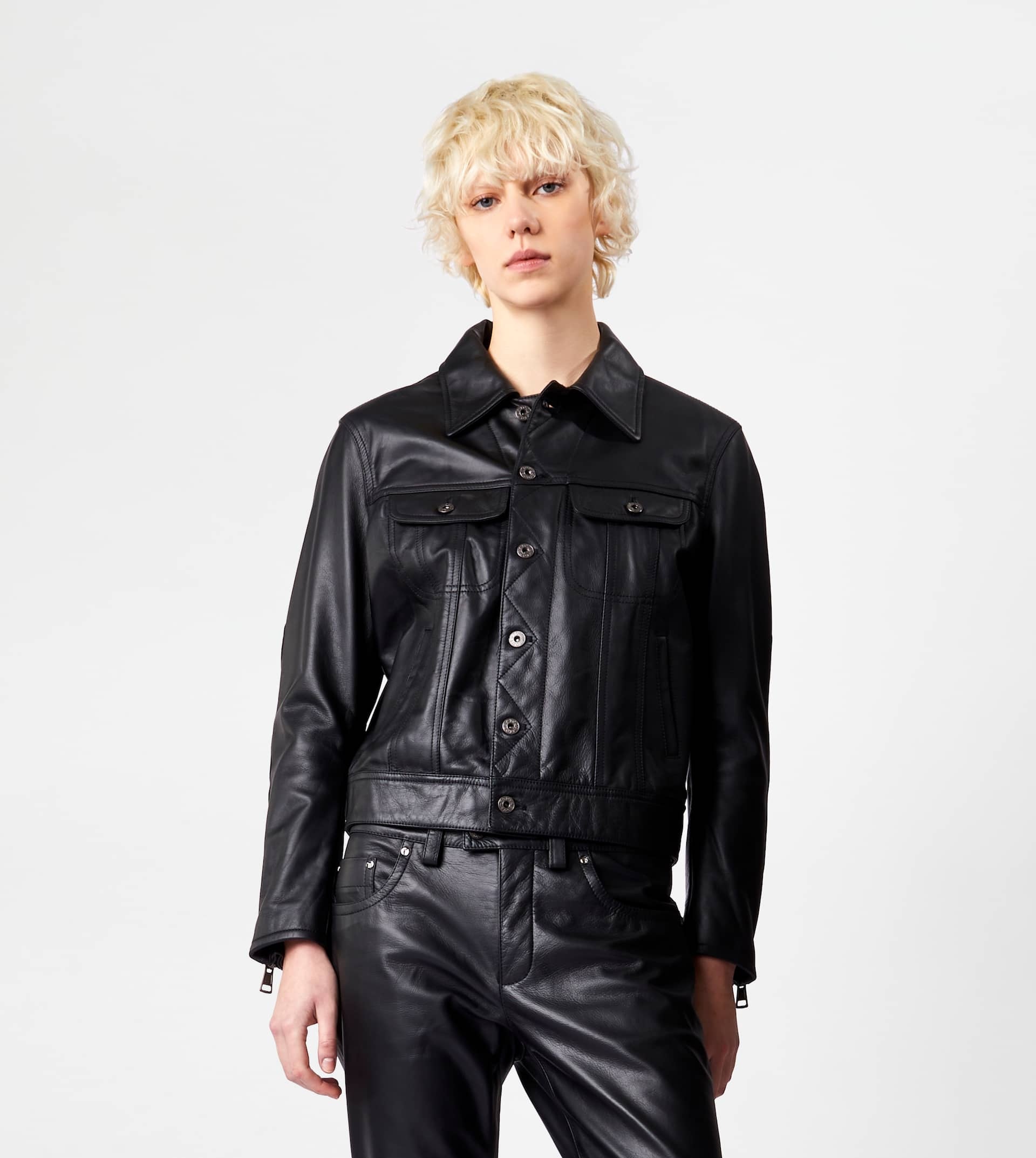 JACKET IN LEATHER - BLACK - 7