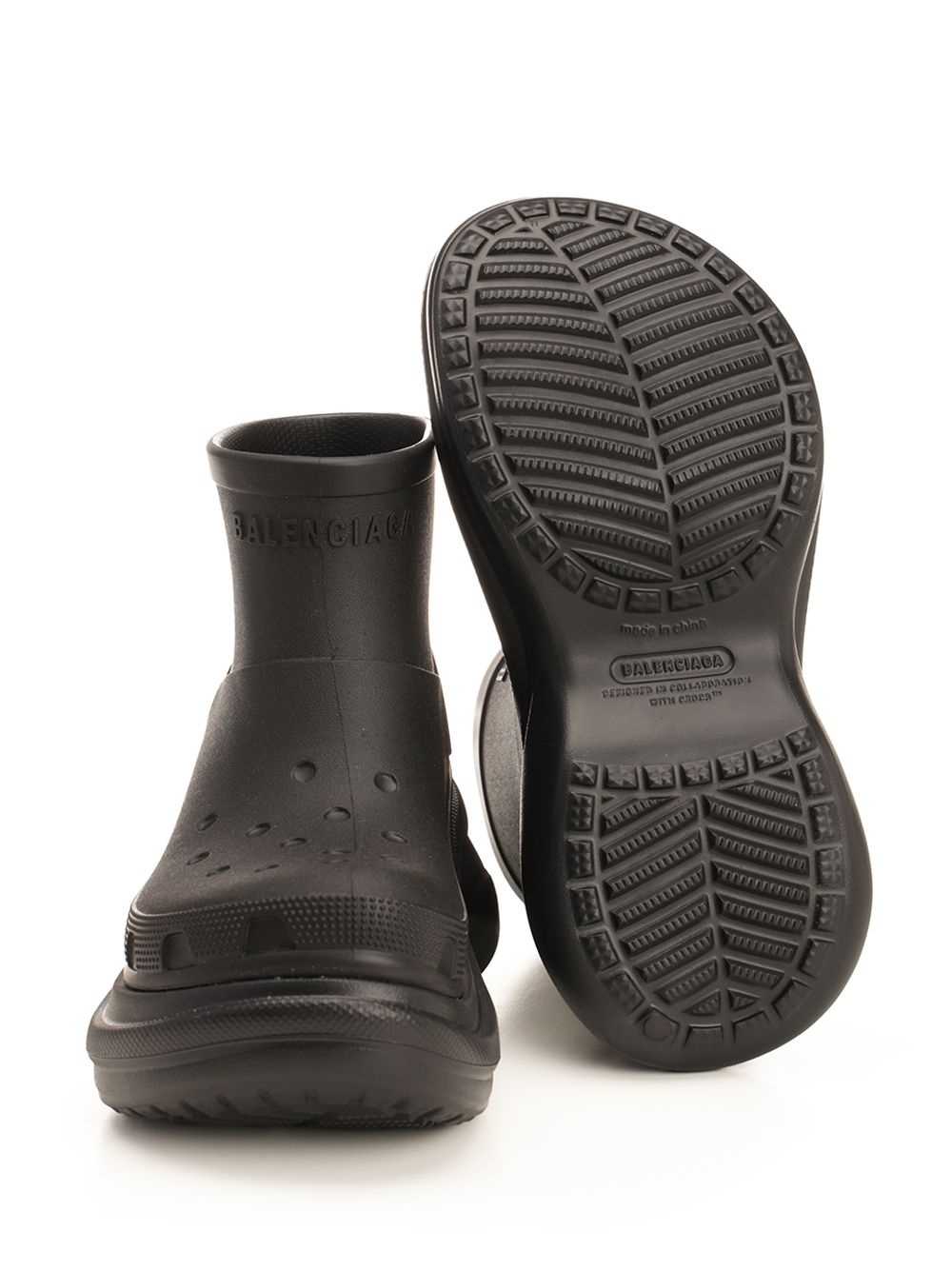 BALENCIAGA Crocs™ Rubber Ankle Boots Black | wananluxury
