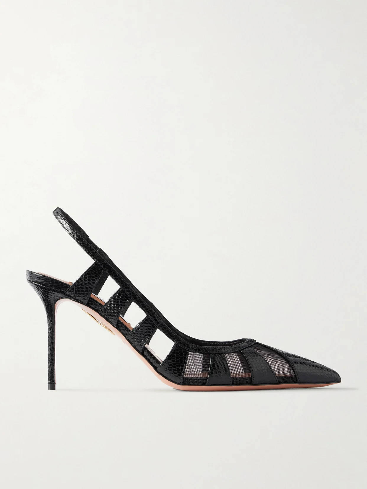 Screen 85 Cutout Mesh-trimmed Leather Pumps - 1