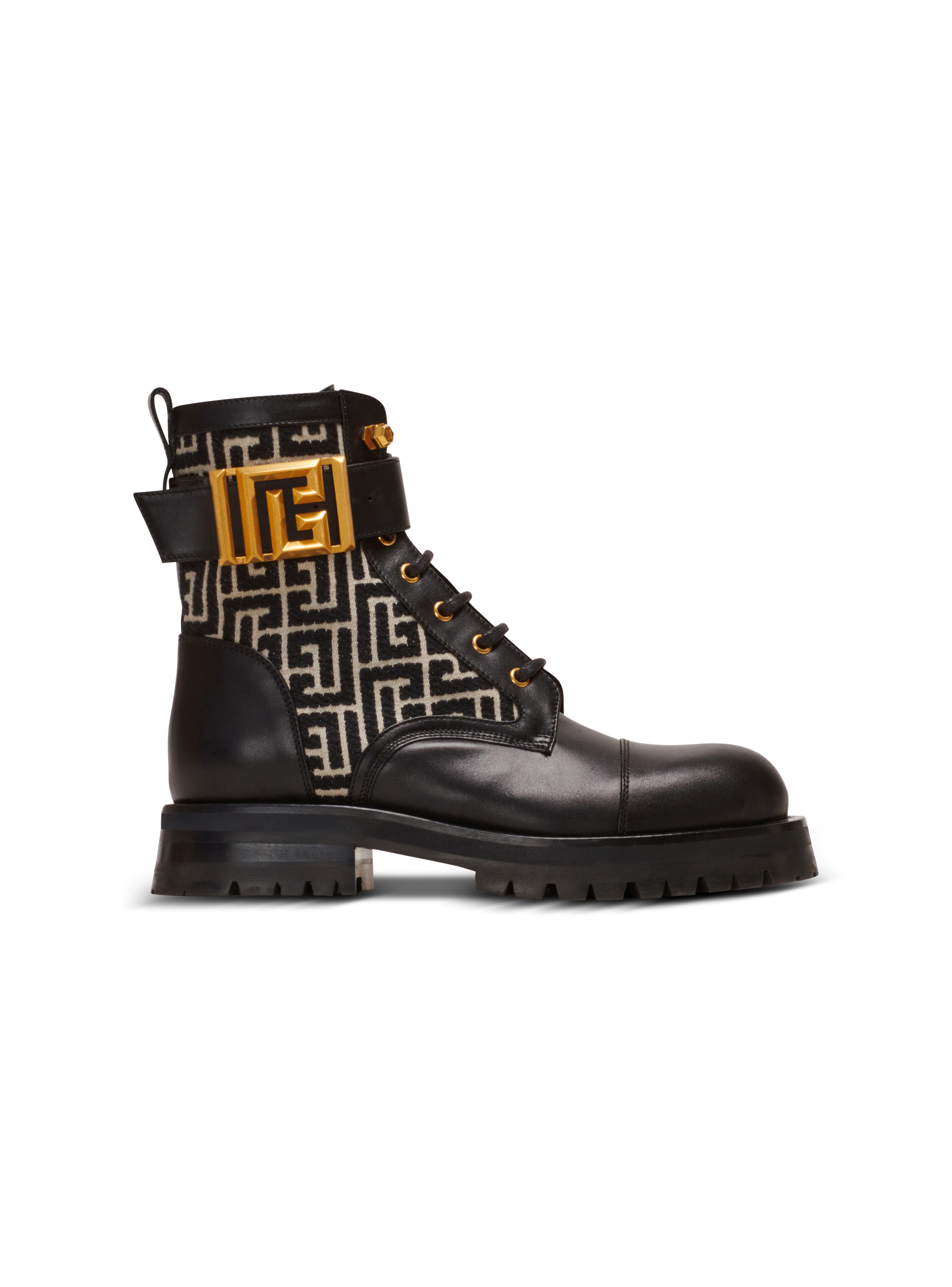 Charlie monogram jacquard and leather ranger boots - 1