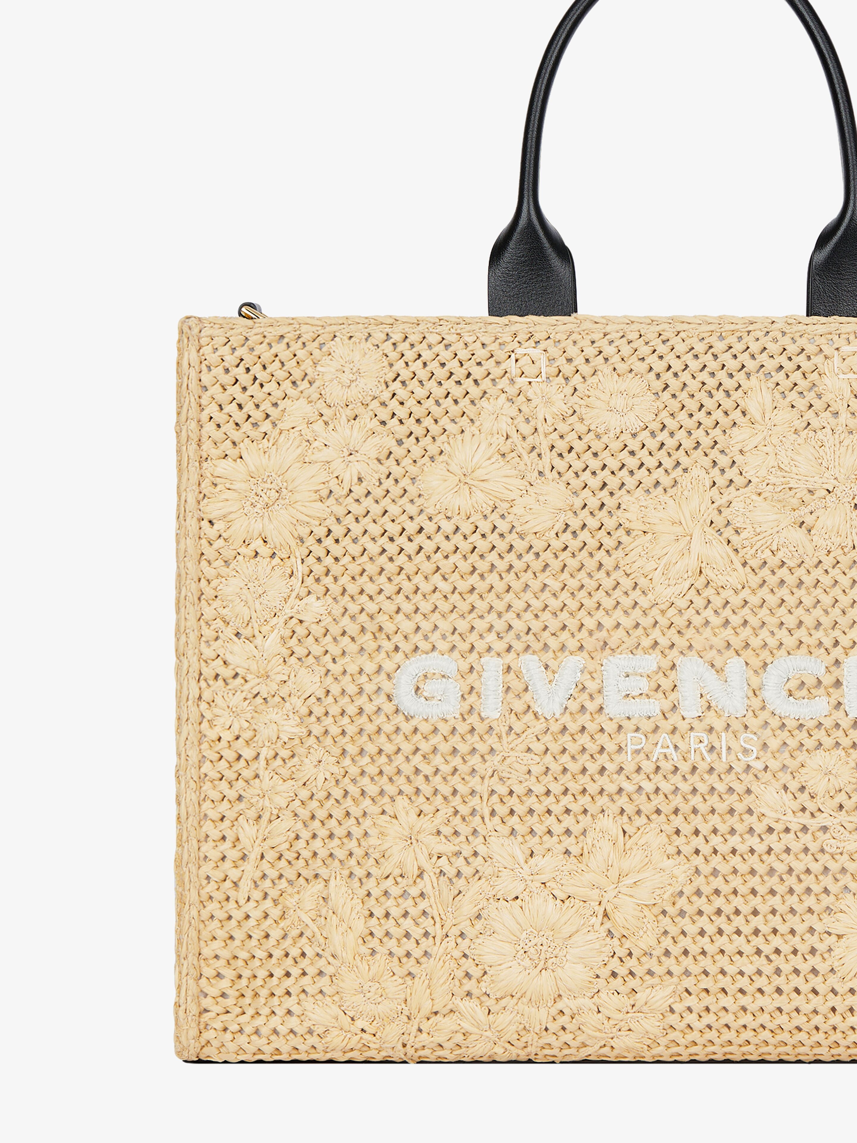 MEDIUM G-TOTE BAG IN RAFFIA WITH FLORAL EMBROIDERY - 6