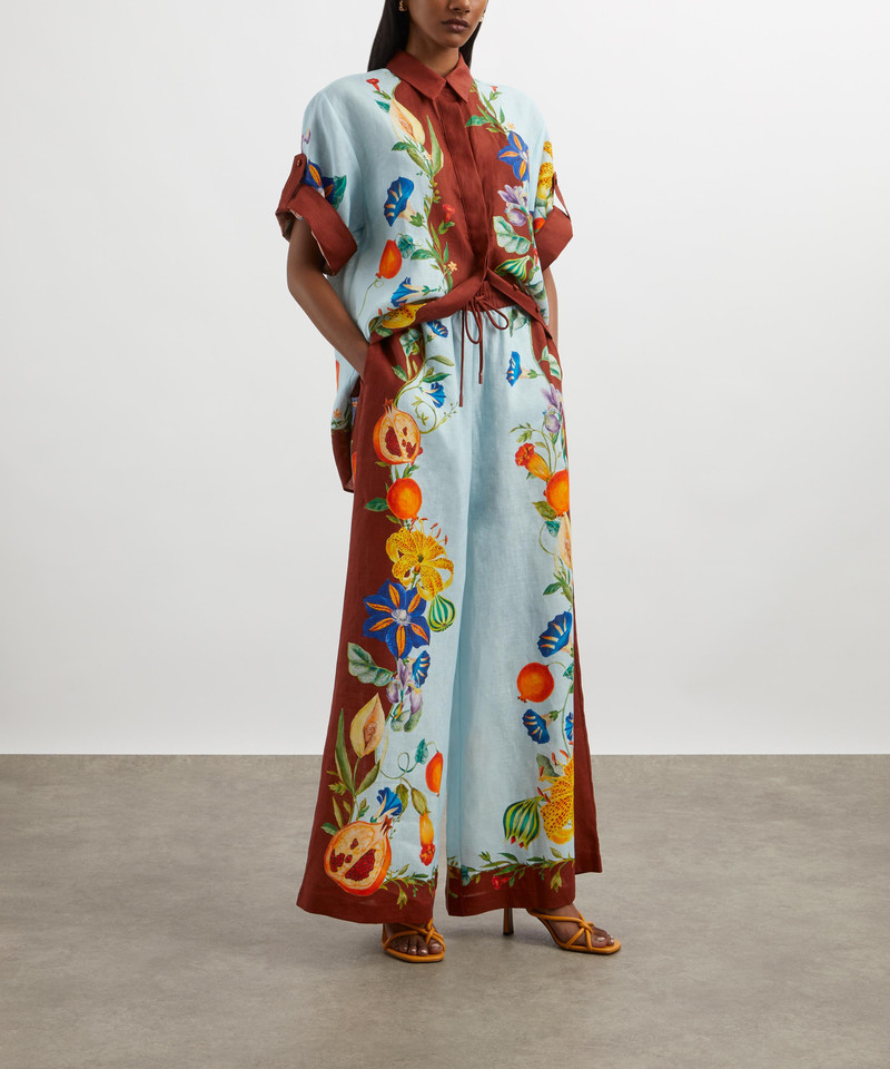 ALÉMAIS Dahlia Floral Linen Trousers outlook