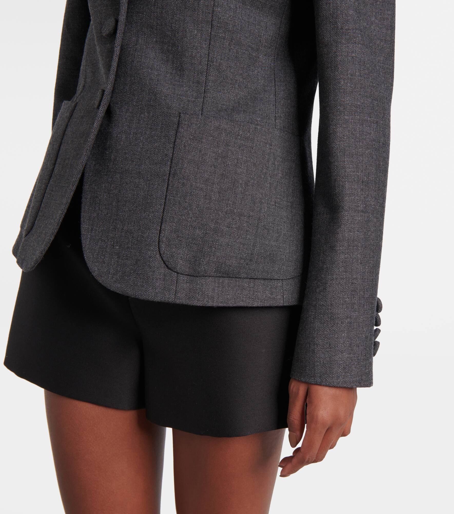 Double G belted wool grisaille blazer - 5