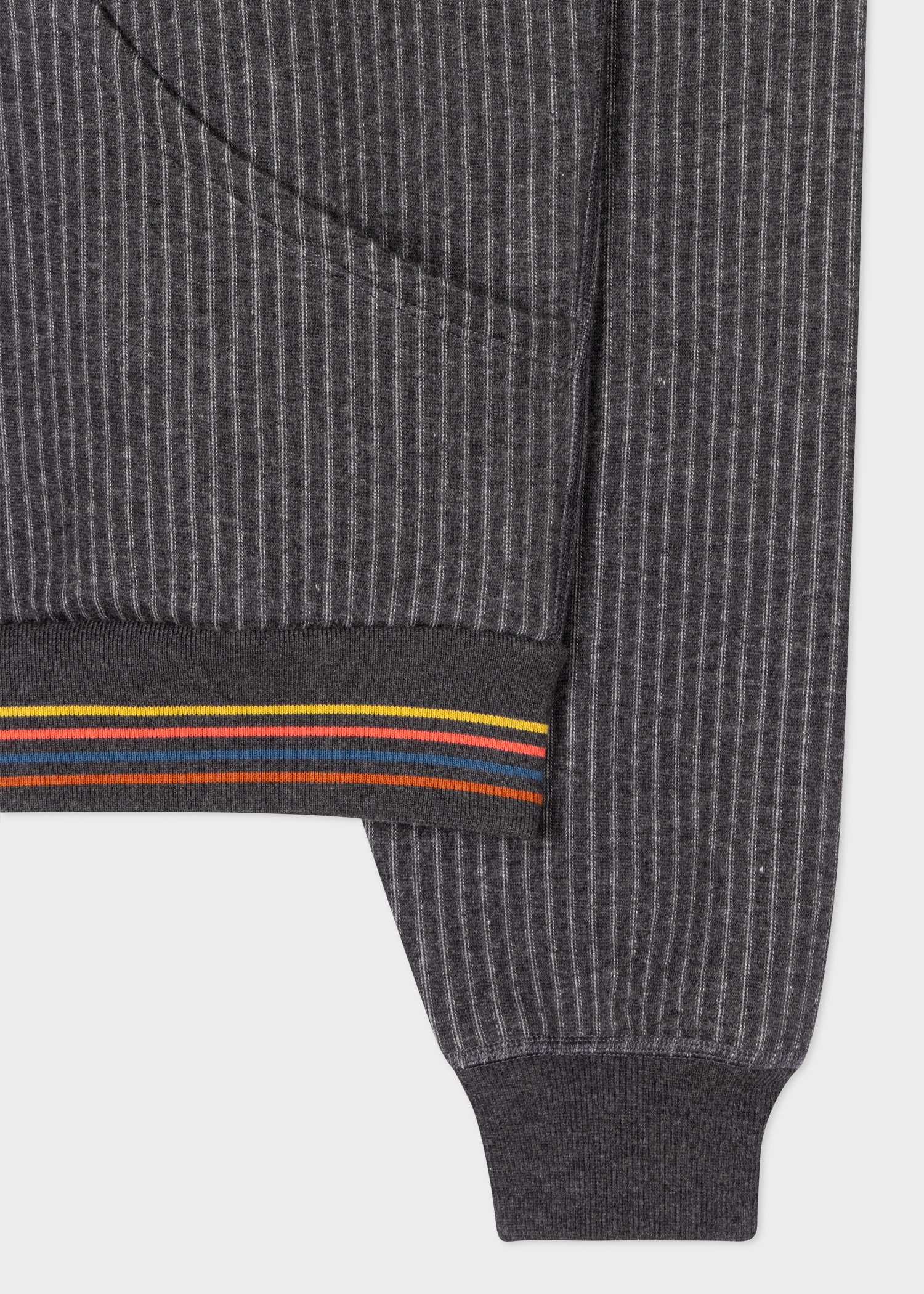 Dark Grey Stripe Cotton Zip Lounge Hoodie - 2