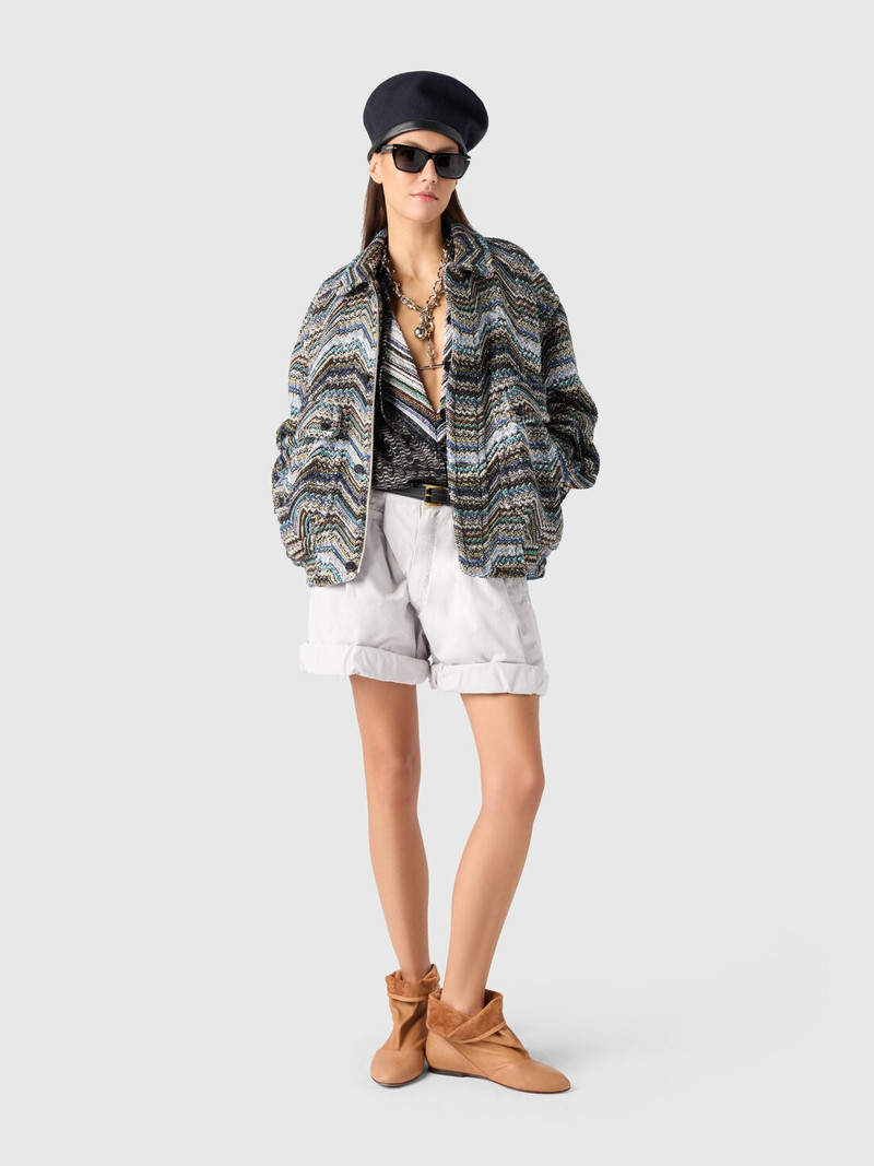Missoni Bomber in a geometric-style zigzag knit with sequins outlook