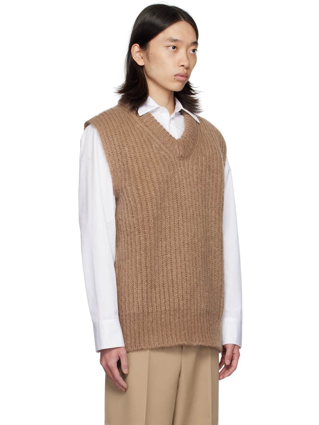 Brown V-Neck Vest - 2
