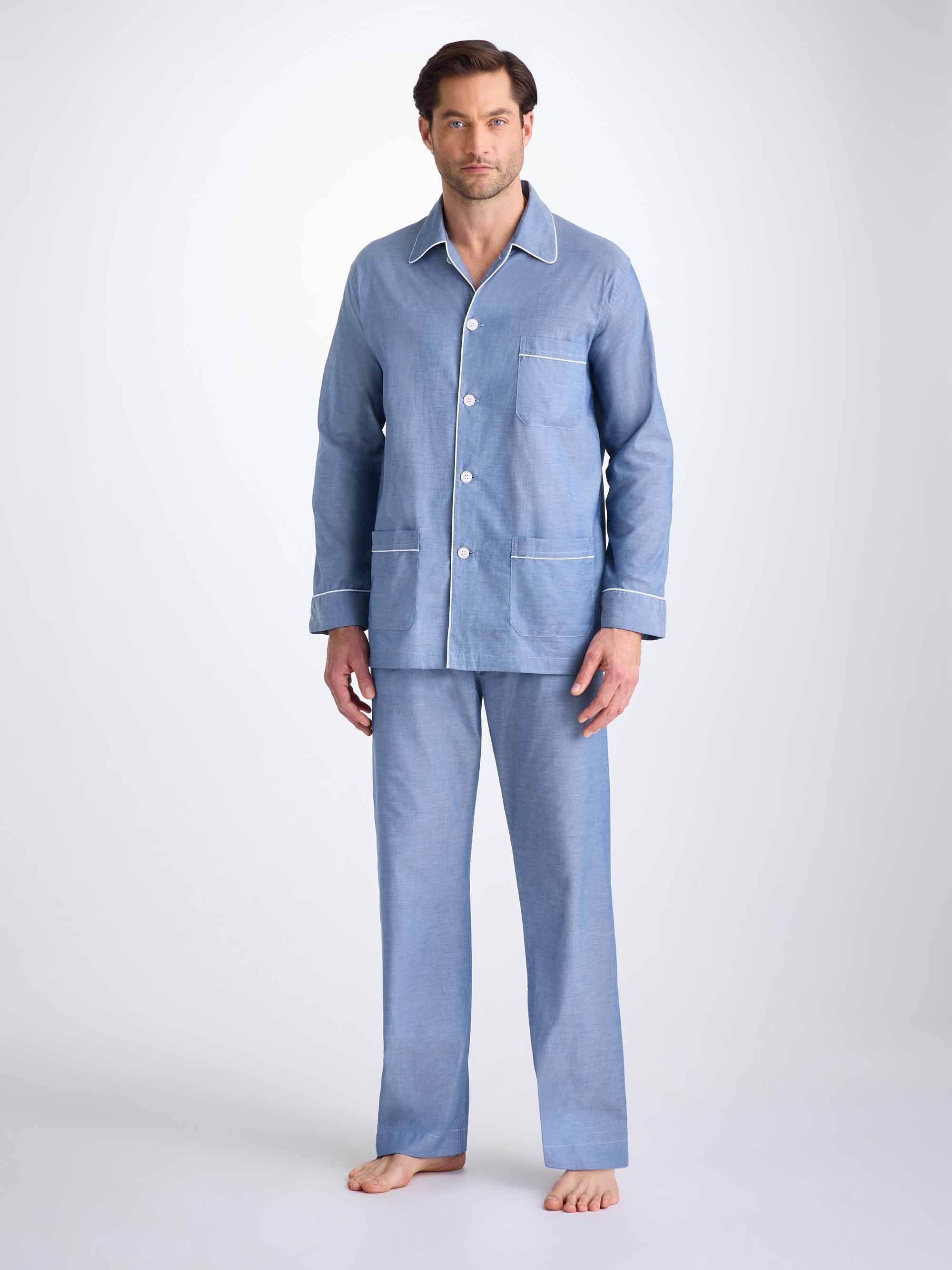 Men's Classic Fit Pajamas Amalfi Cotton Batiste Denim - 3