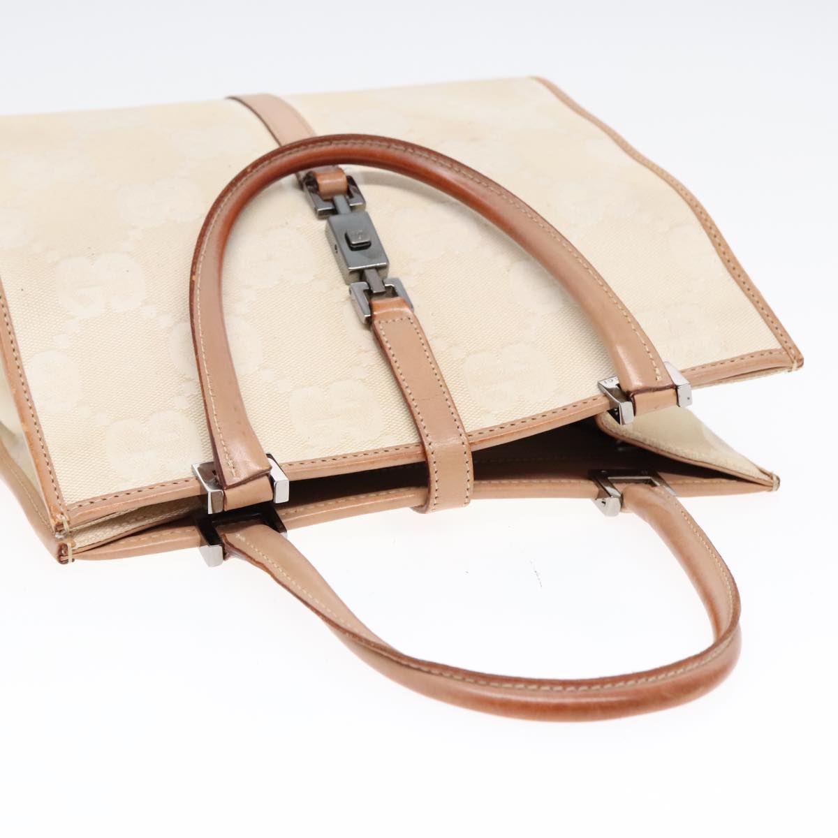 GUCCI GG Canvas Jackie Hand Bag White Beige - 6