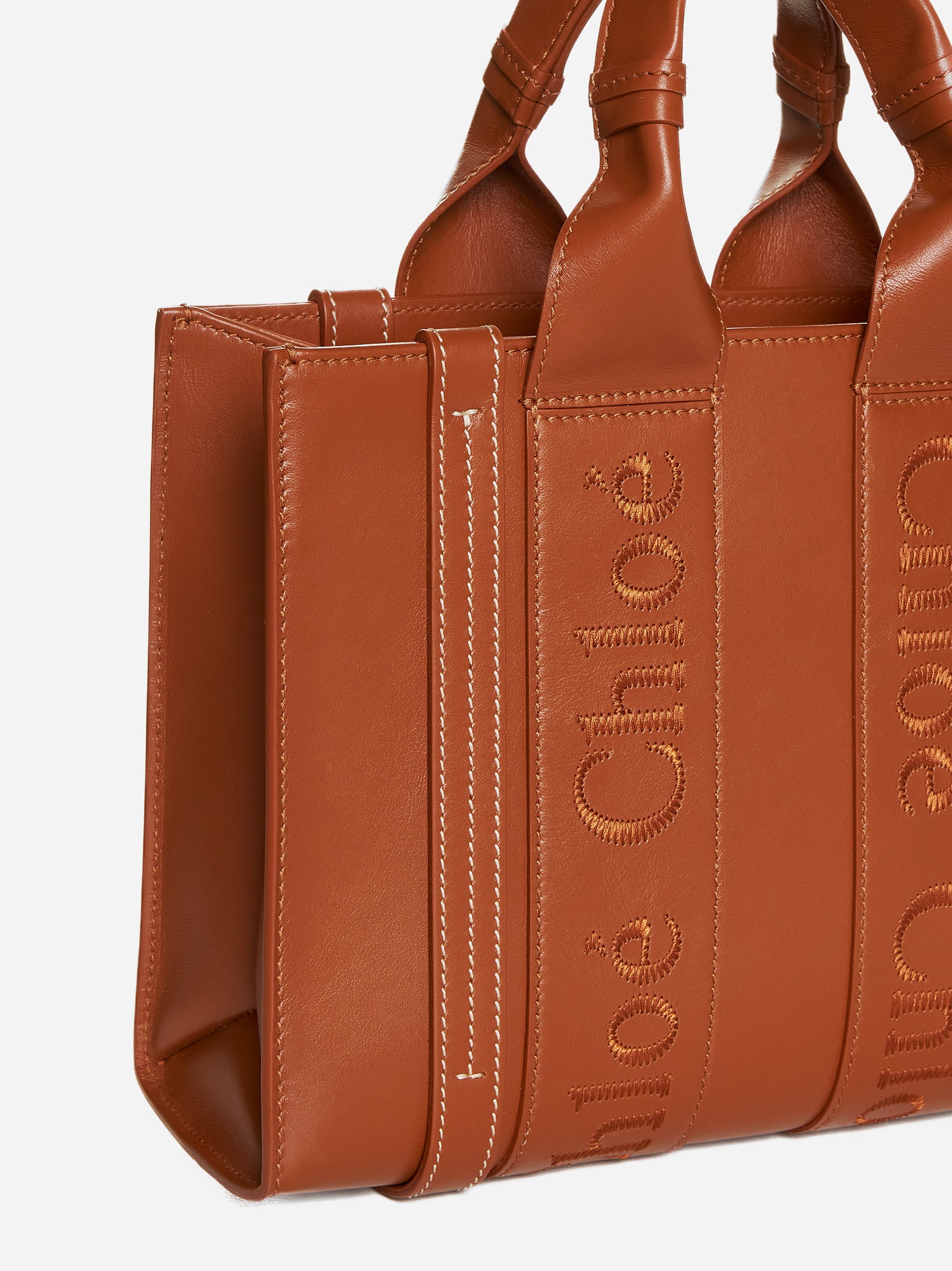 Woody medium leather tote bag - 4