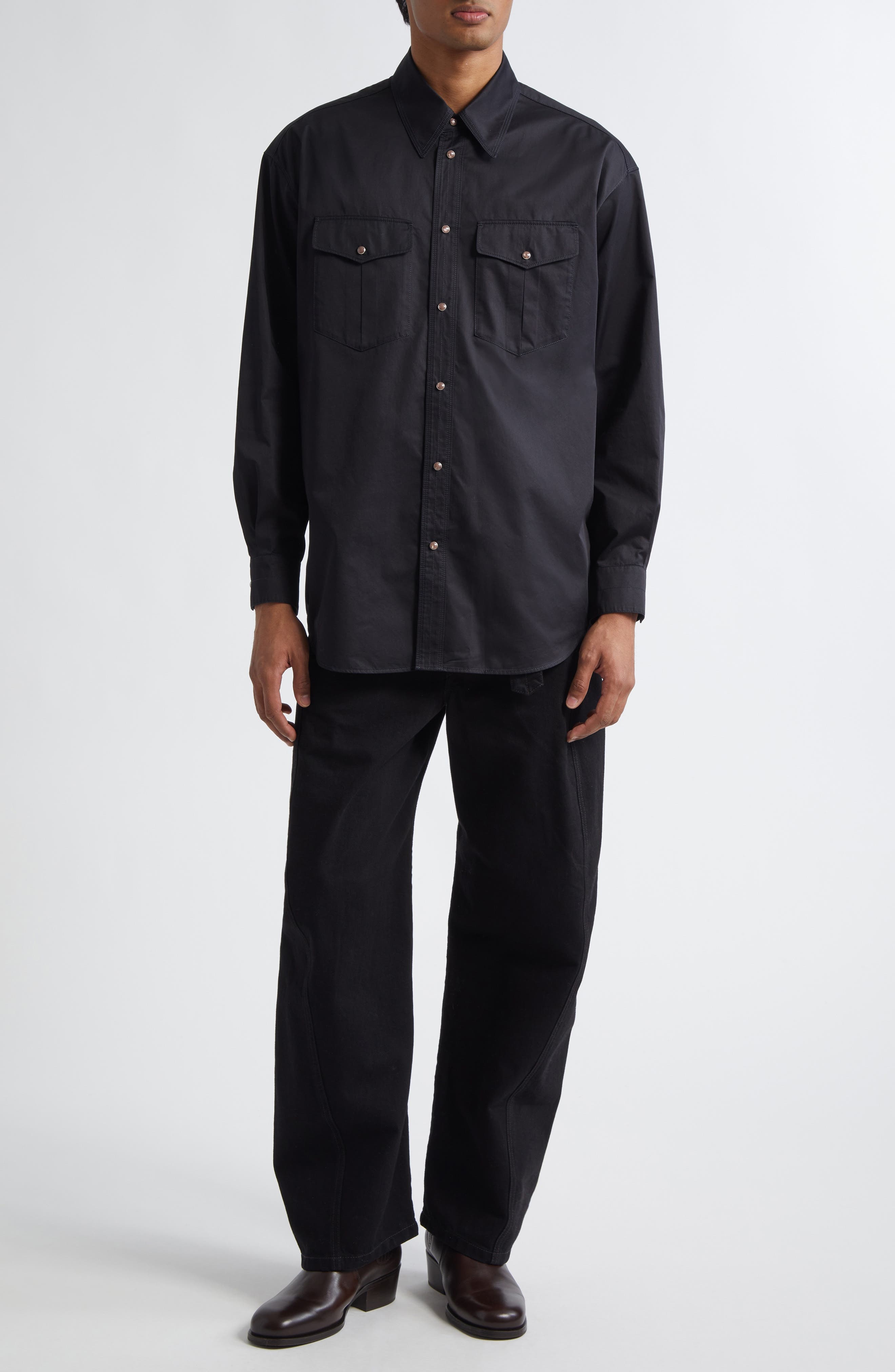 Lemaire Twisted Seam Belted Barrel Leg Jeans in Black at Nordstrom - 8