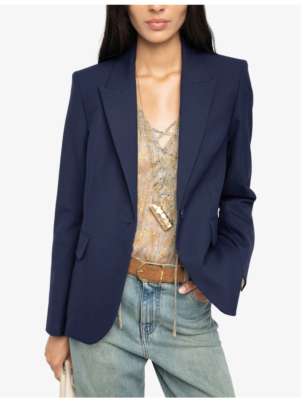 Vavy Eagle-Embellished Single-Breasted Stretch-Woven Blazer - 3