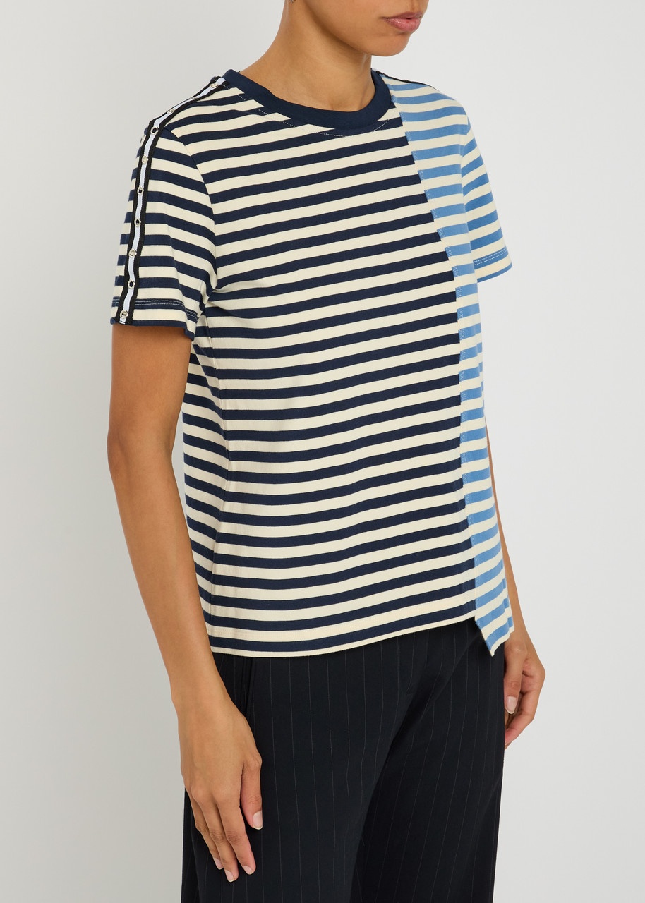 3.1 Phillip Lim Patchwork Striped Cotton T-shirt - 2