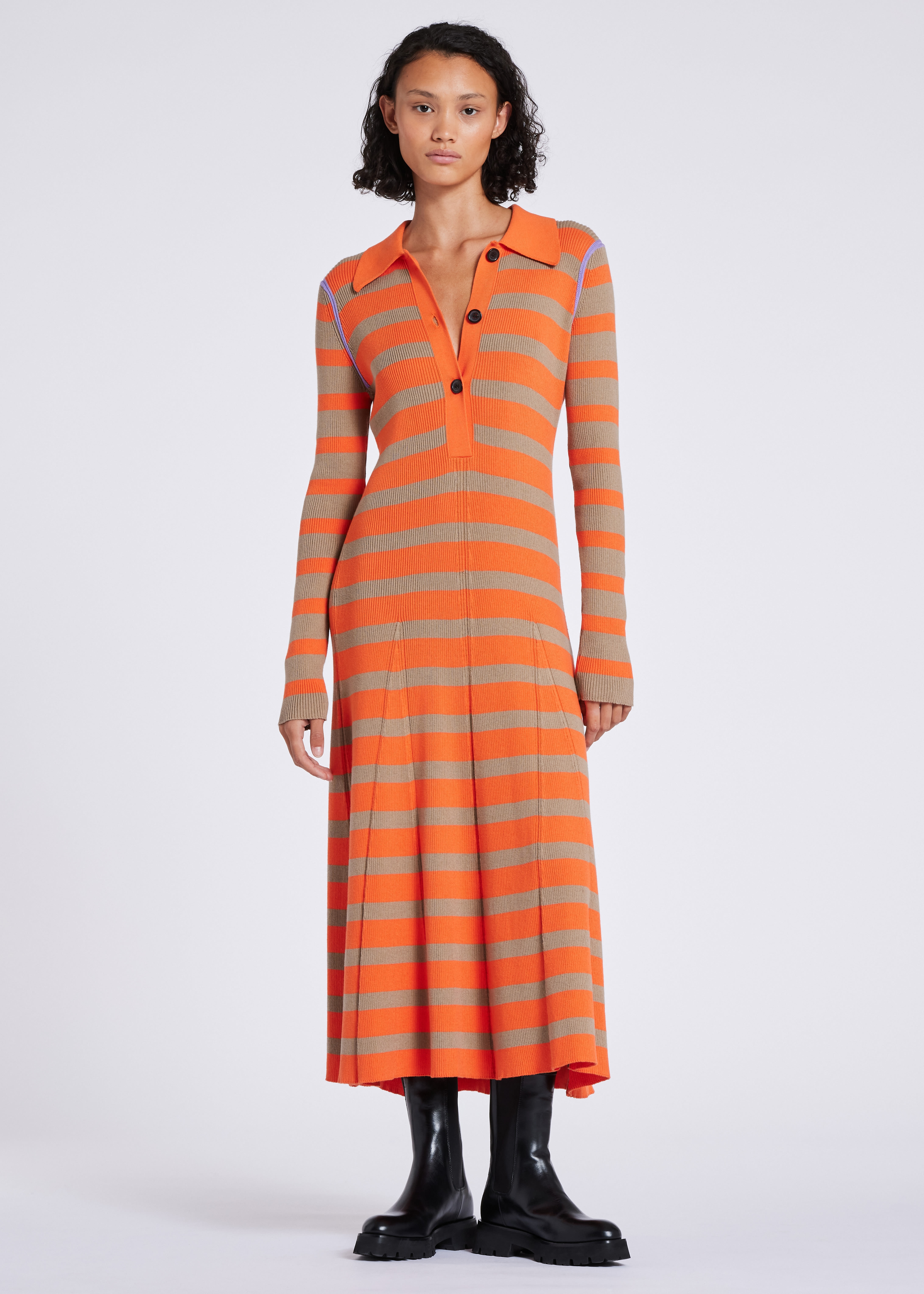 Stripe Knitted Cotton Dress - 5