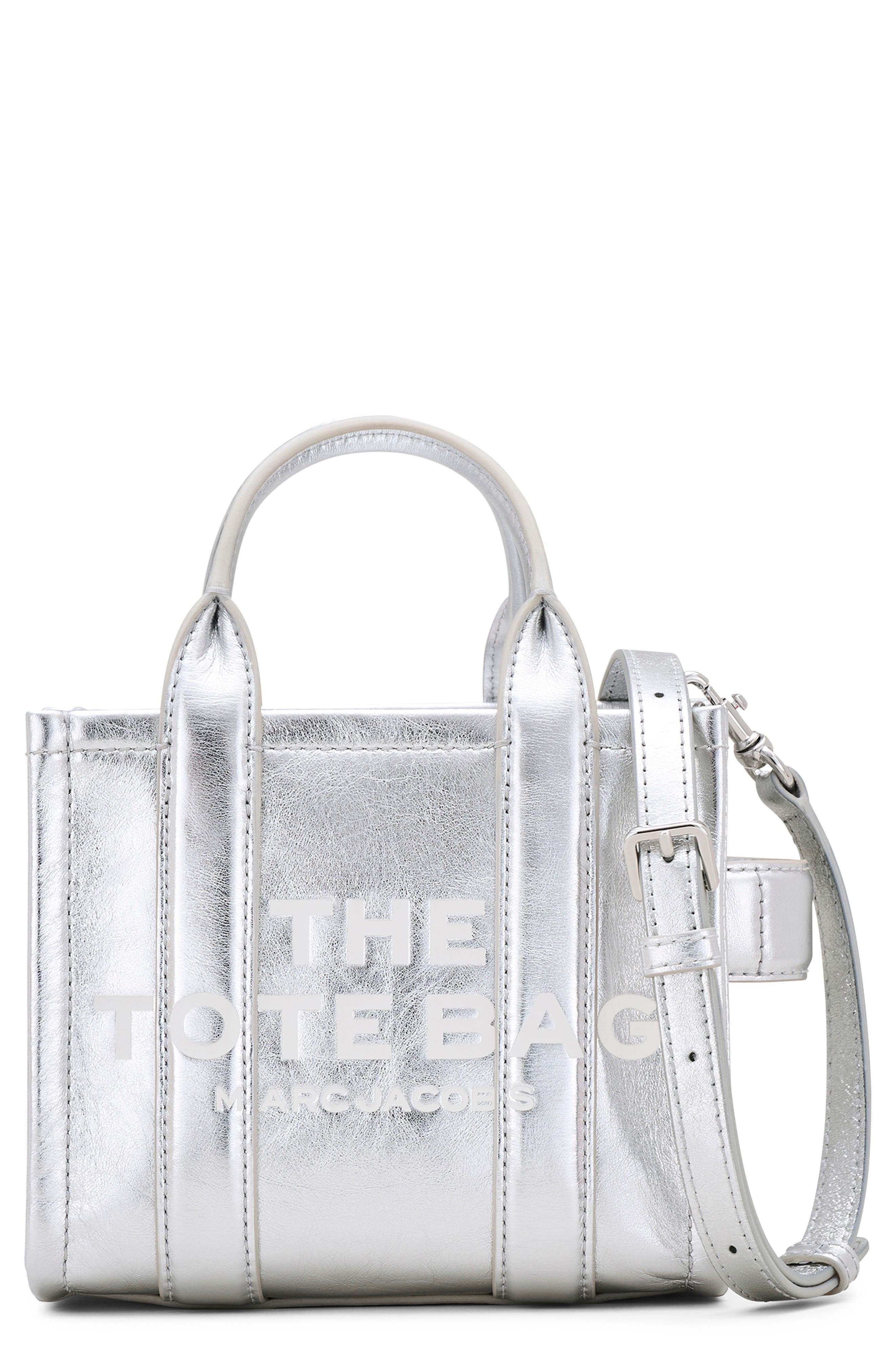 Marc Jacobs The Crossbody Metallic Leather Tote in Metallic Silver at Nordstrom - 1