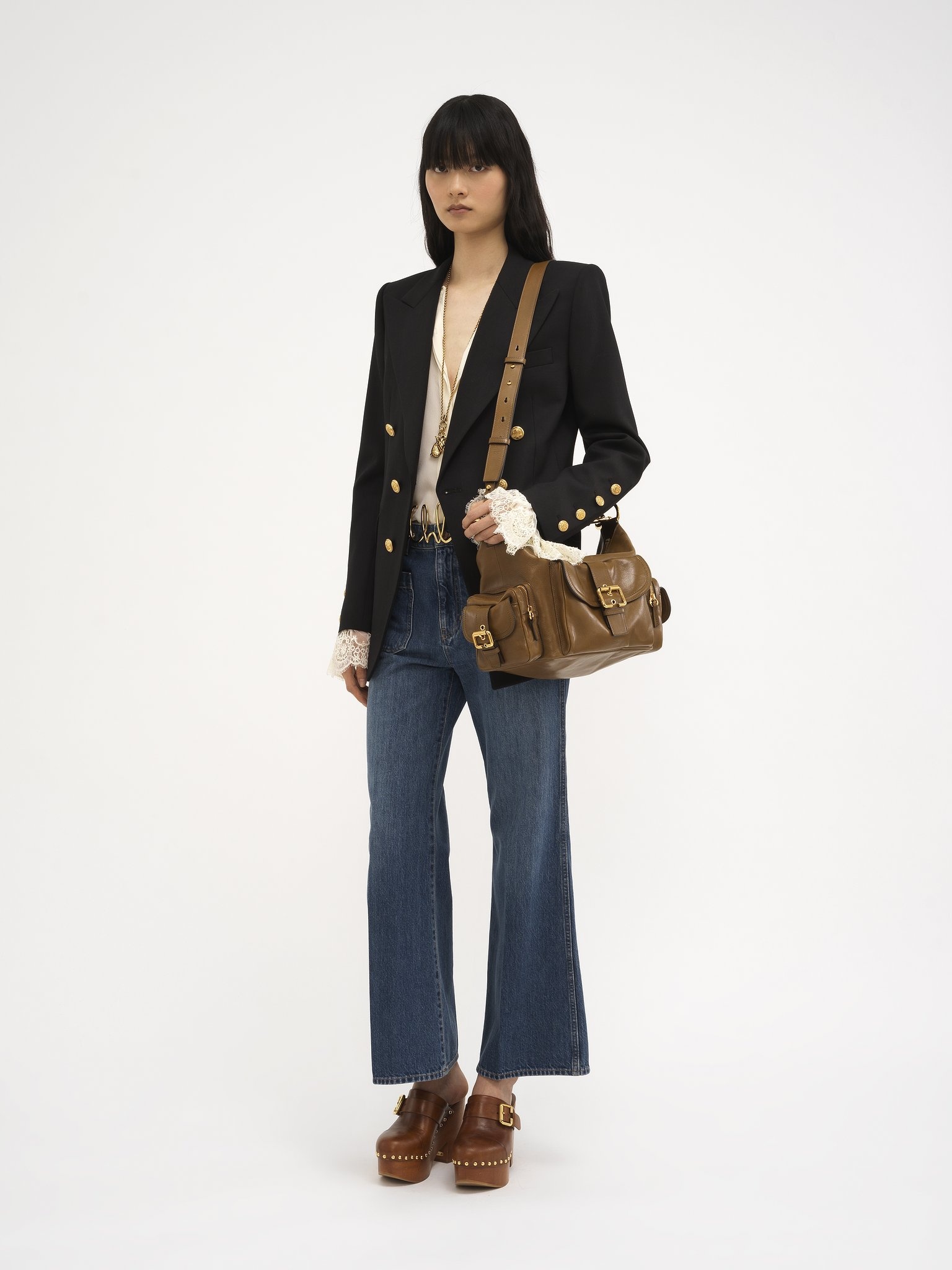 DOUBLE-BREASTED OFFICER JACKET IN WOOL GRAIN DE POUDRE - 3