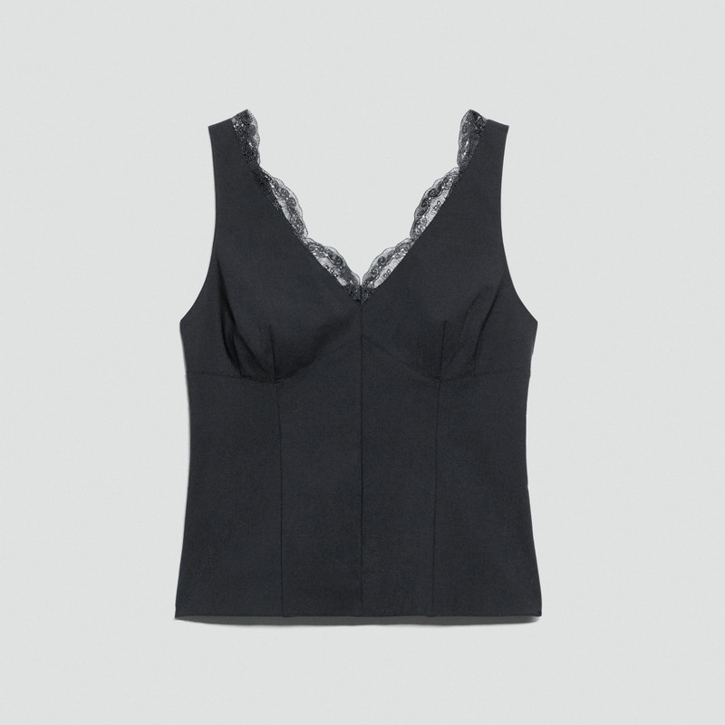 Lace-Trimmed Tank Top in Stretch Wool 1