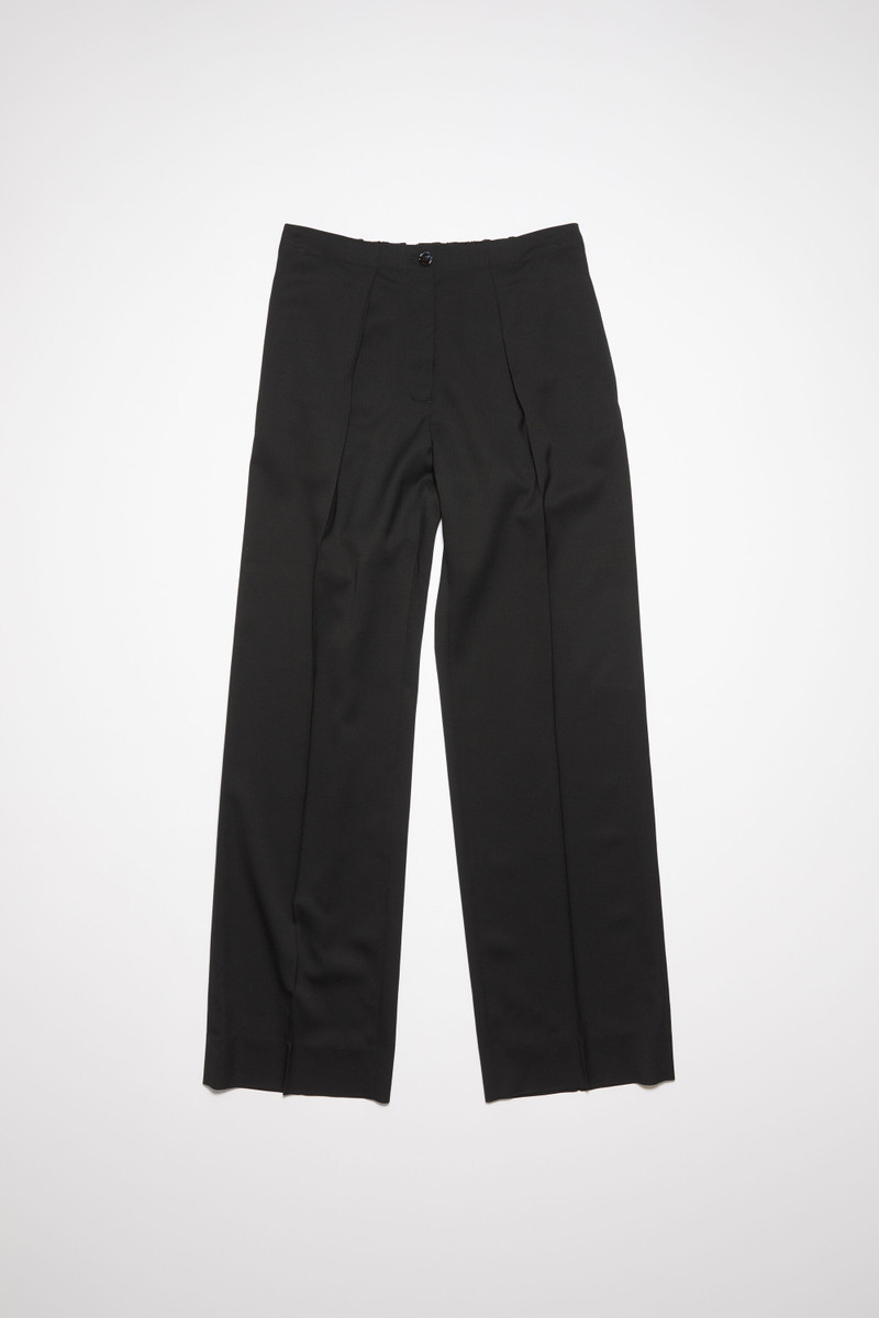 Tailored herringbone trousers - Black - 1