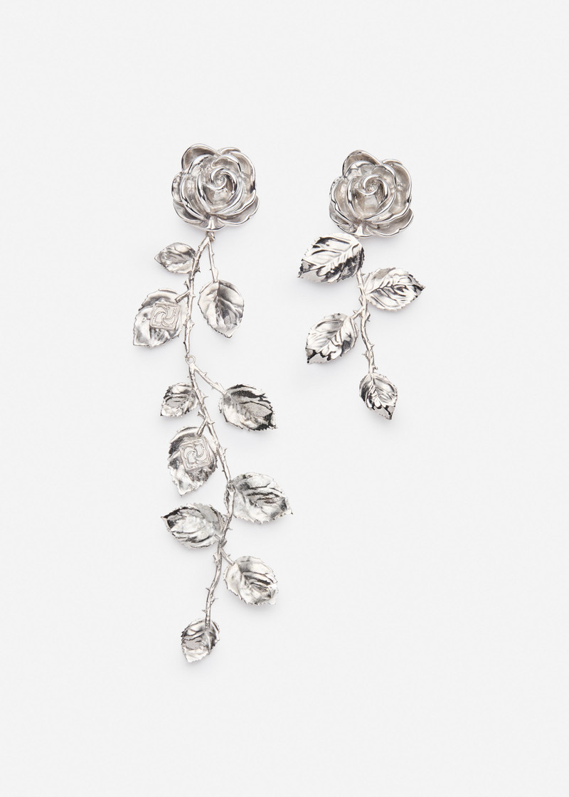 Cascading rose earrings in silver 1