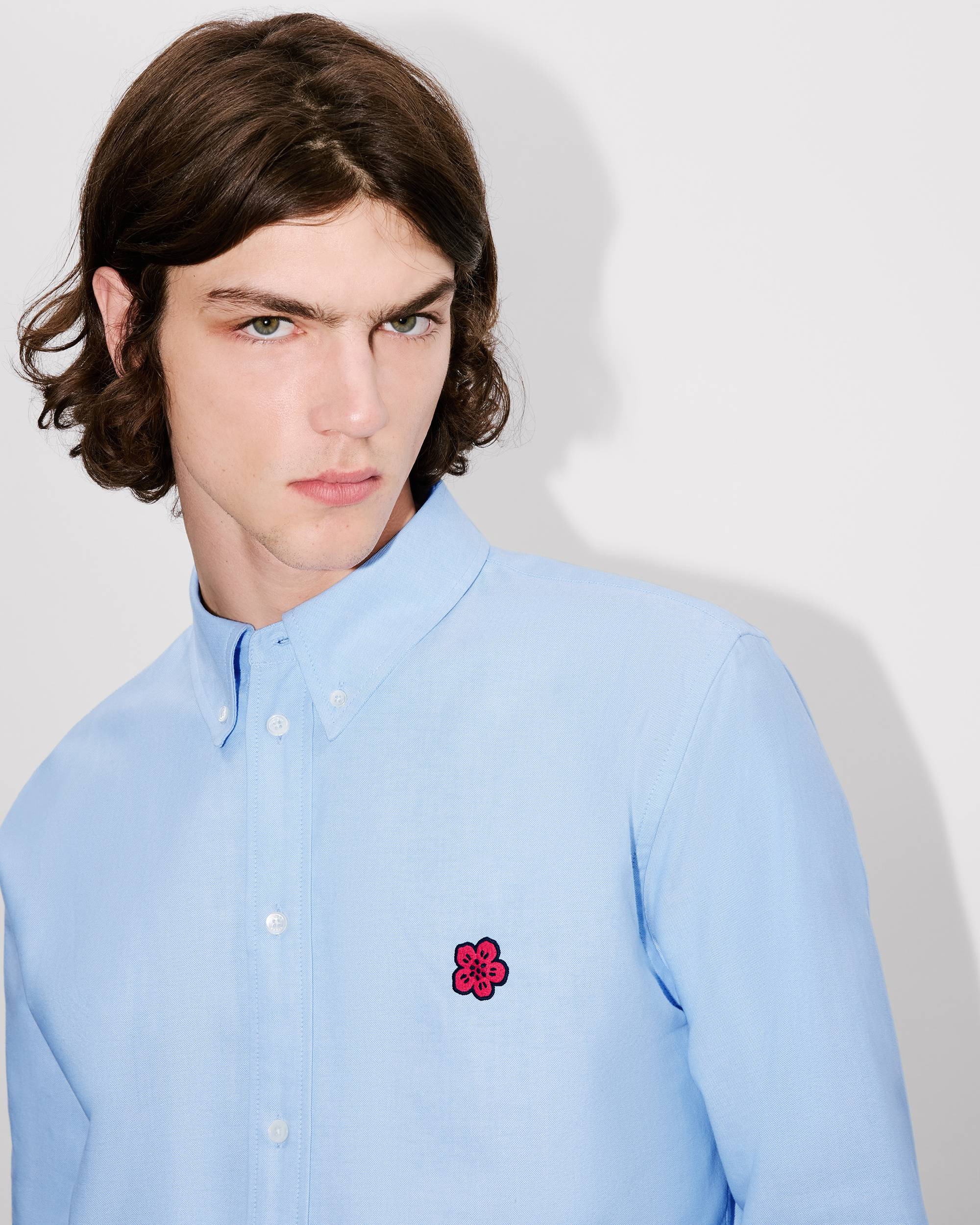 'Boke Flower' embroidered casual shirt in cotton oxford - 6