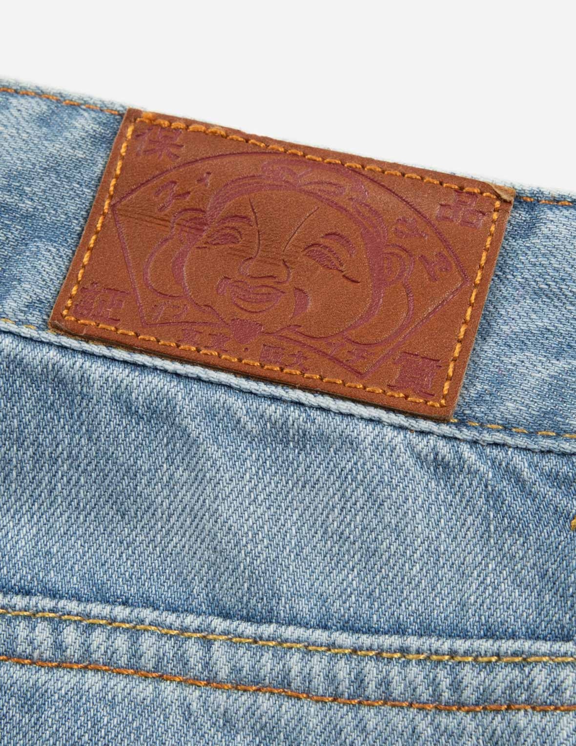 RHINESTONE & EMBROIDERY SEAGULL POCKET STRAIGHT FIT DENIM JEANS - 11