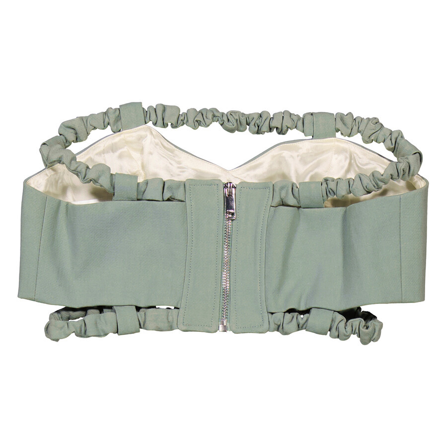 Ganni Ladies Green Bay Suiting Strapless Crop Top - 2
