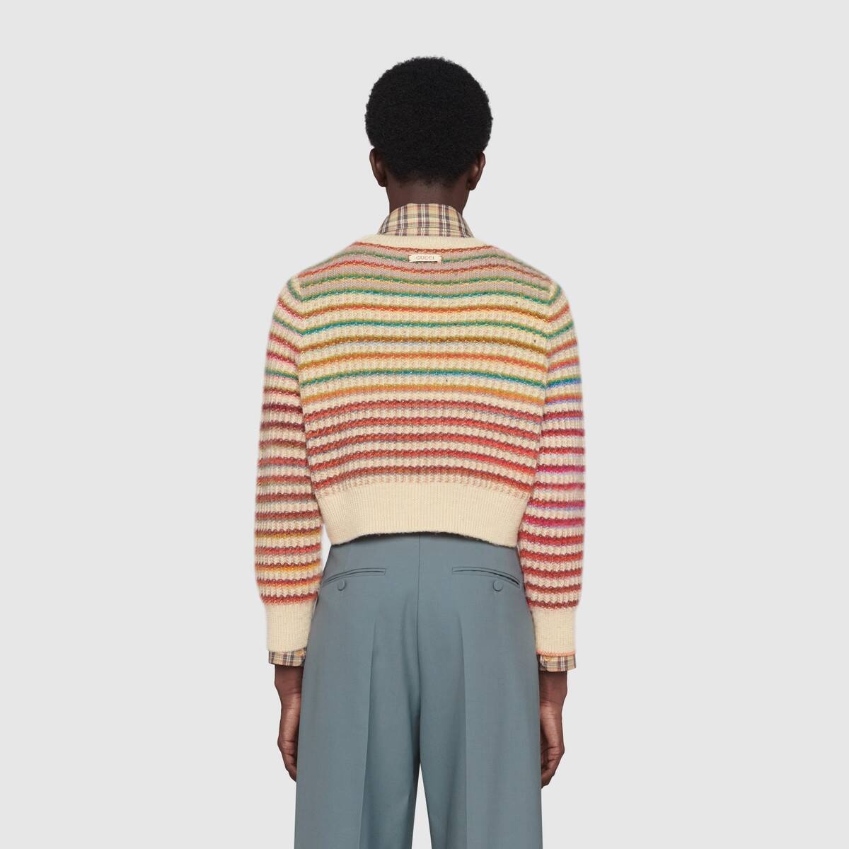 Striped wool crop sweater - 4