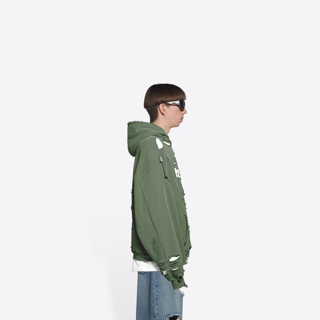 Destroyed Hoodie in Green - 4