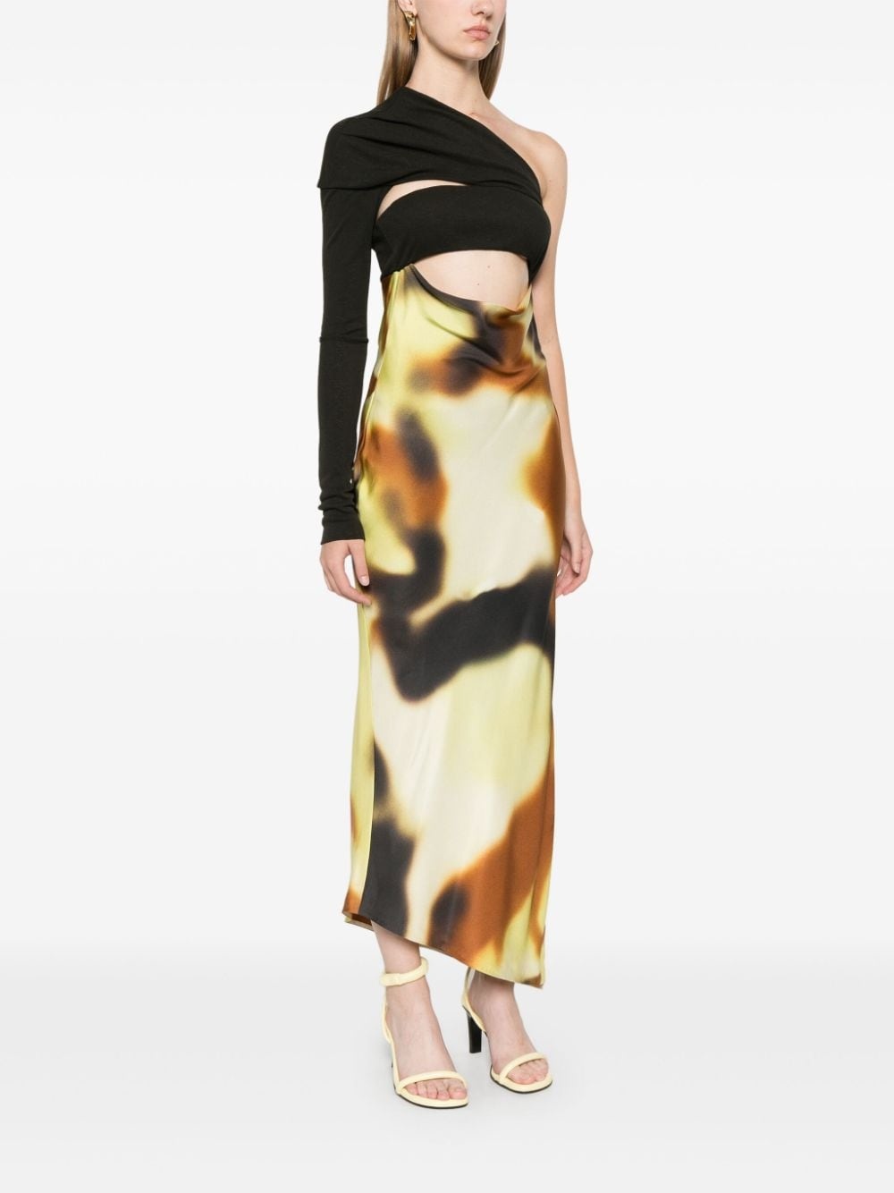 draped-detail open-back midi dress - 3