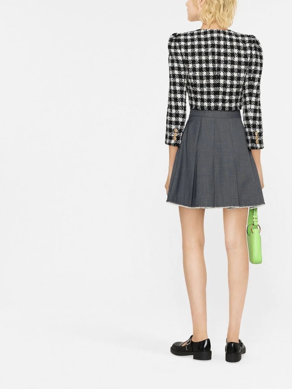 Vichy cropped tweed jacket - 3