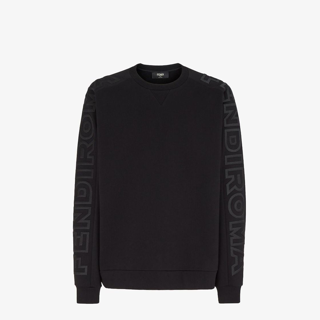 Regular-fit, crew-neck sweatshirt. Made of black jersey. Customized with the Fendi Roma logo embroid - 1