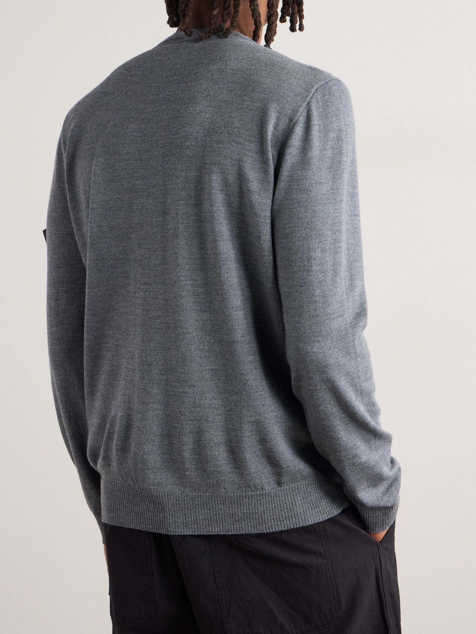 Logo-Appliquéd Wool Sweater Gray - 3
