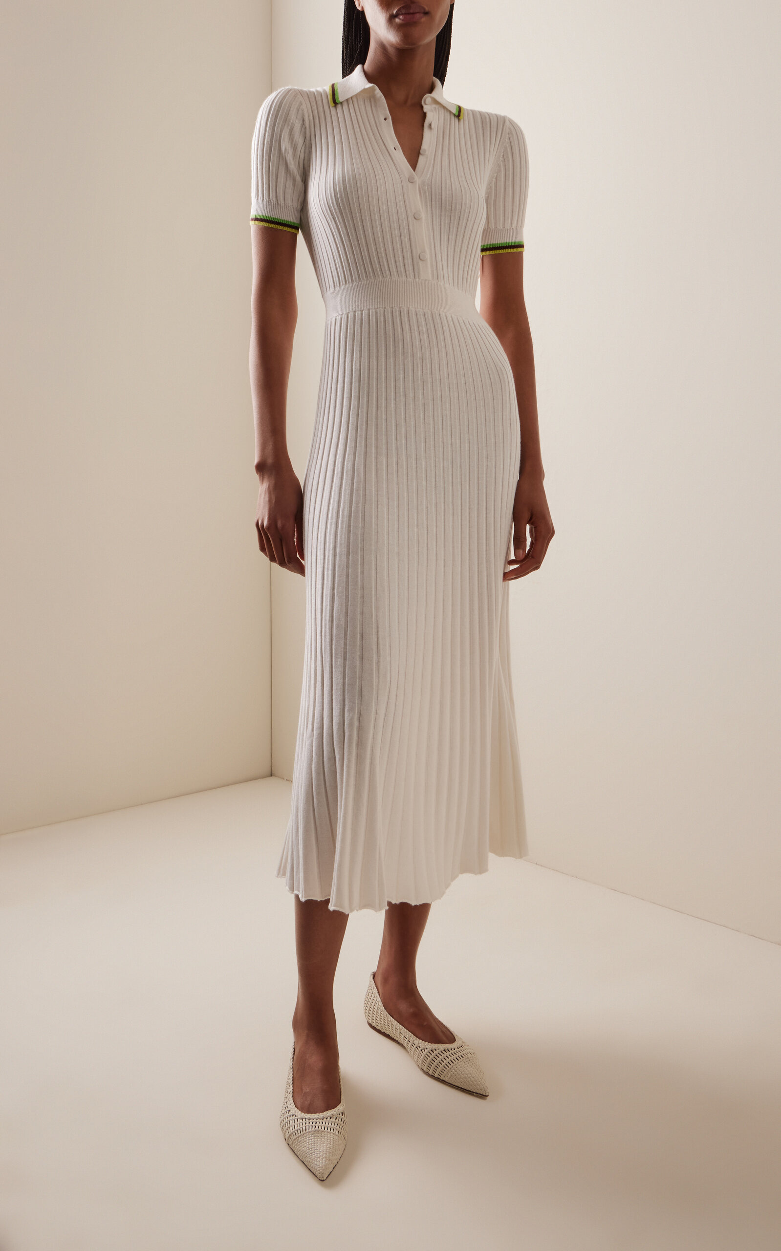 Eyot Knit Cashmere-Silk Maxi Polo Dress ivory - 2
