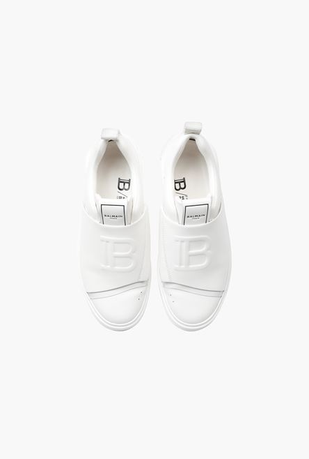 Smooth white leather B-Court Easy sneakers with embossed white Balmain monogram - 4