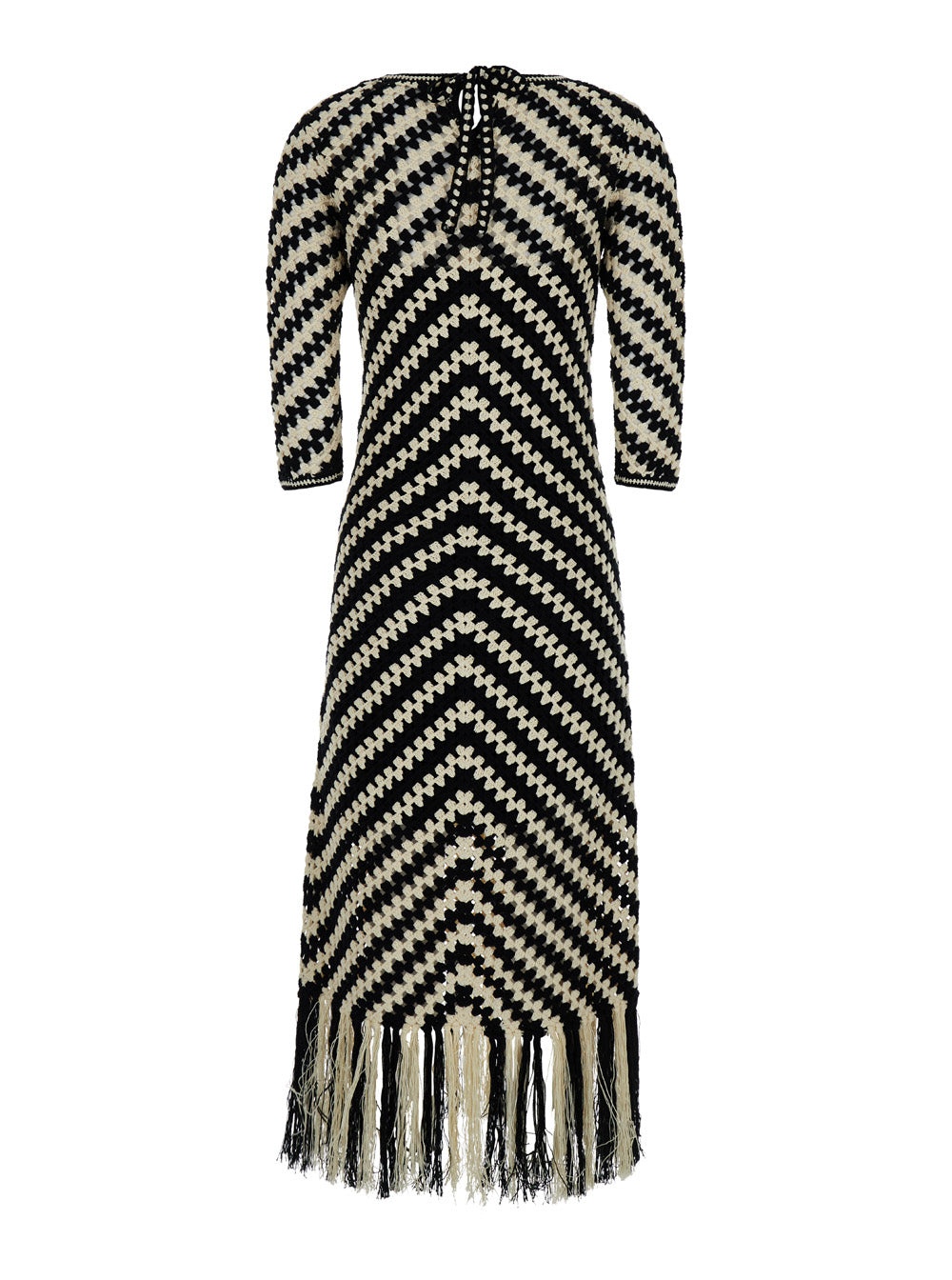 Zimmermann Women Midi Black And White Dress With Chevron Motif In Crochet Woman - 2