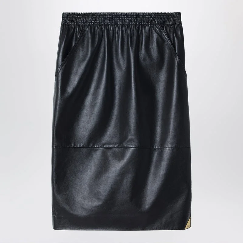 Black Pencil Skirt In Plongé Nappa Leather - 1